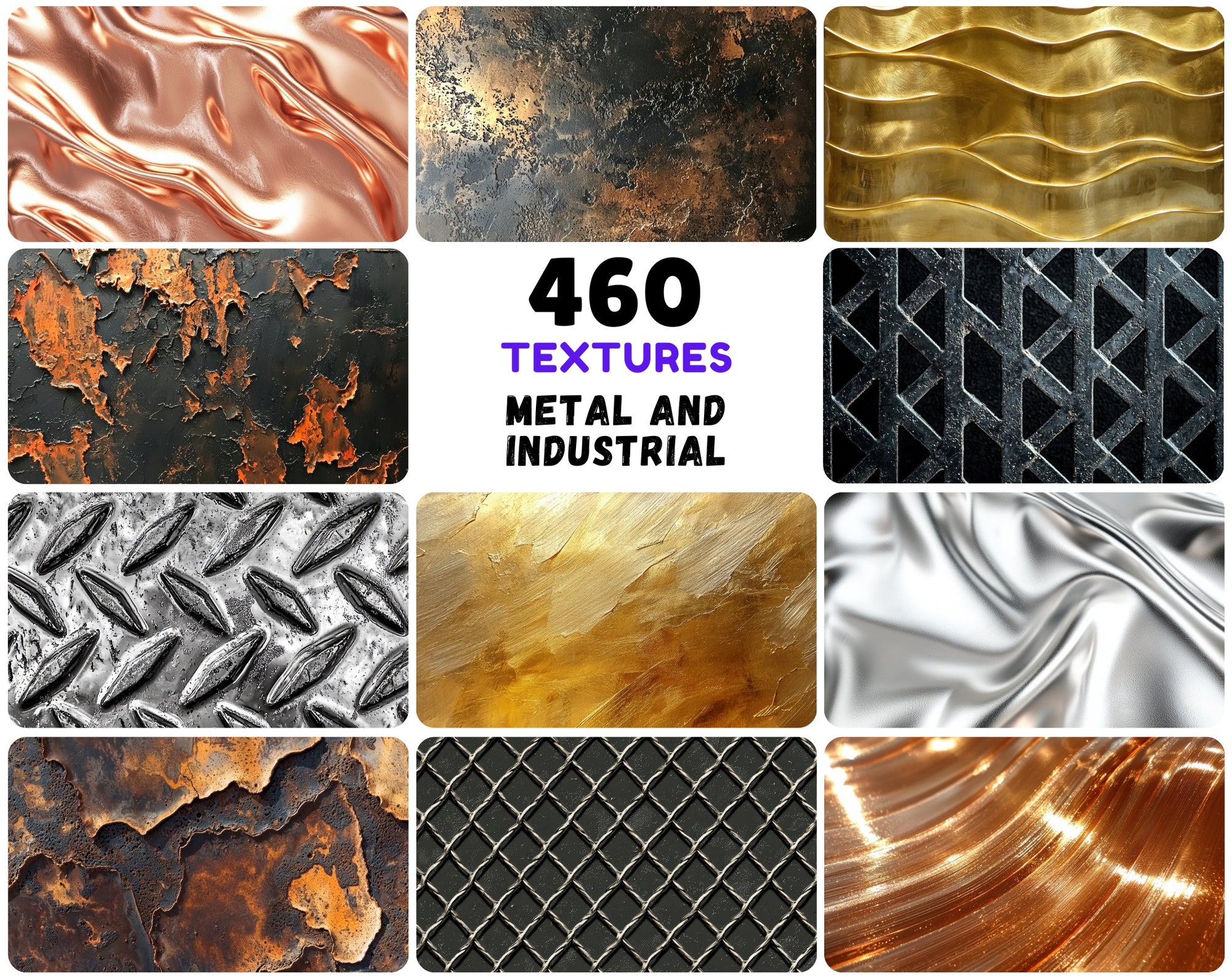 460 Metal and Industrial Textures - Commercial Use JPG Bundle