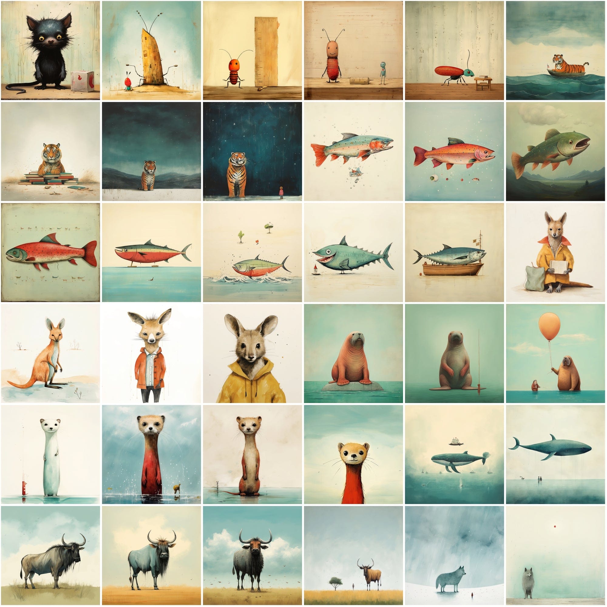 470 Whimsical Wonders: Colorful Animal & Creature Art Collection with Commercial License Digital Download Sumobundle