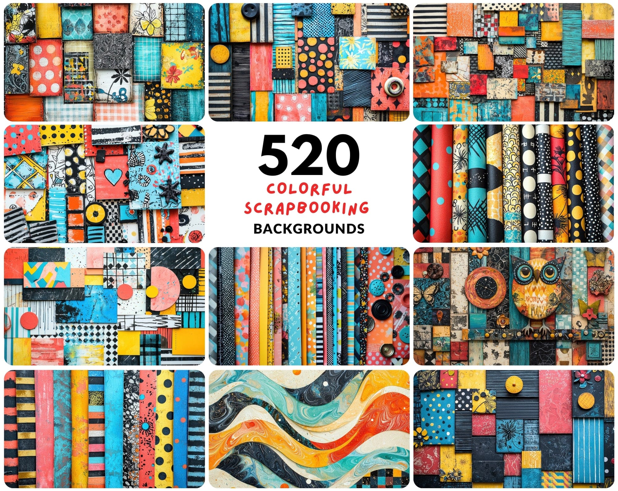 520 Colorful Scrapbooking Backgrounds Digital Download Sumobundle