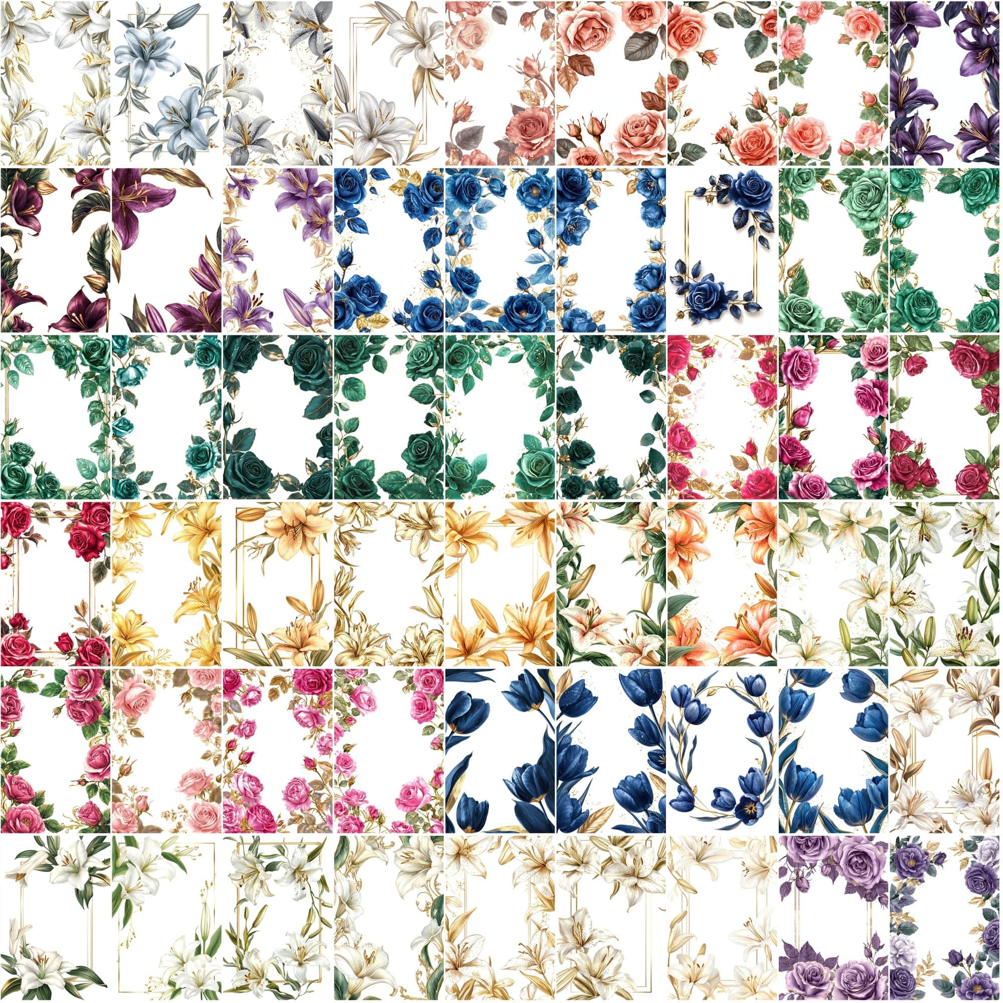 520 High-Resolution Floral Frame Images for Wedding & Postal Cards Digital Download Sumobundle