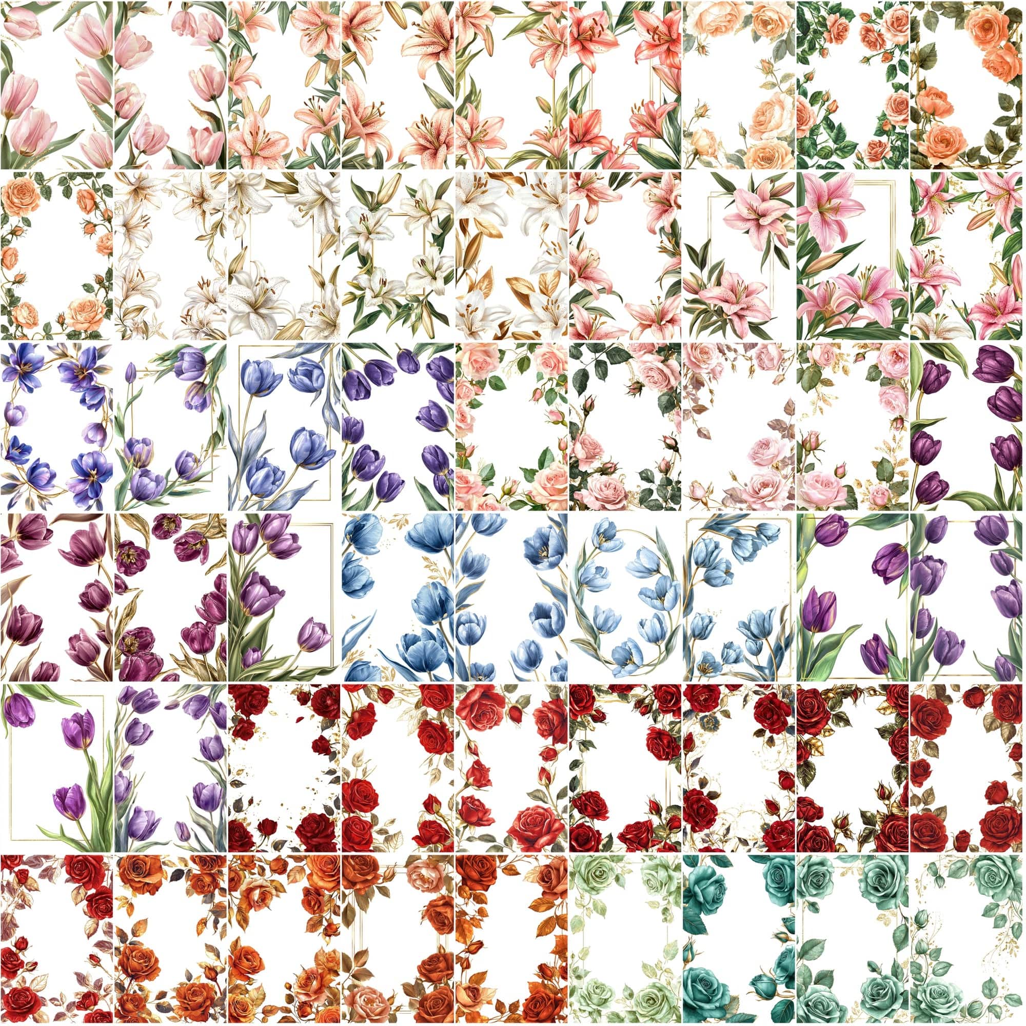 520 High-Resolution Floral Frame Images for Wedding & Postal Cards Digital Download Sumobundle