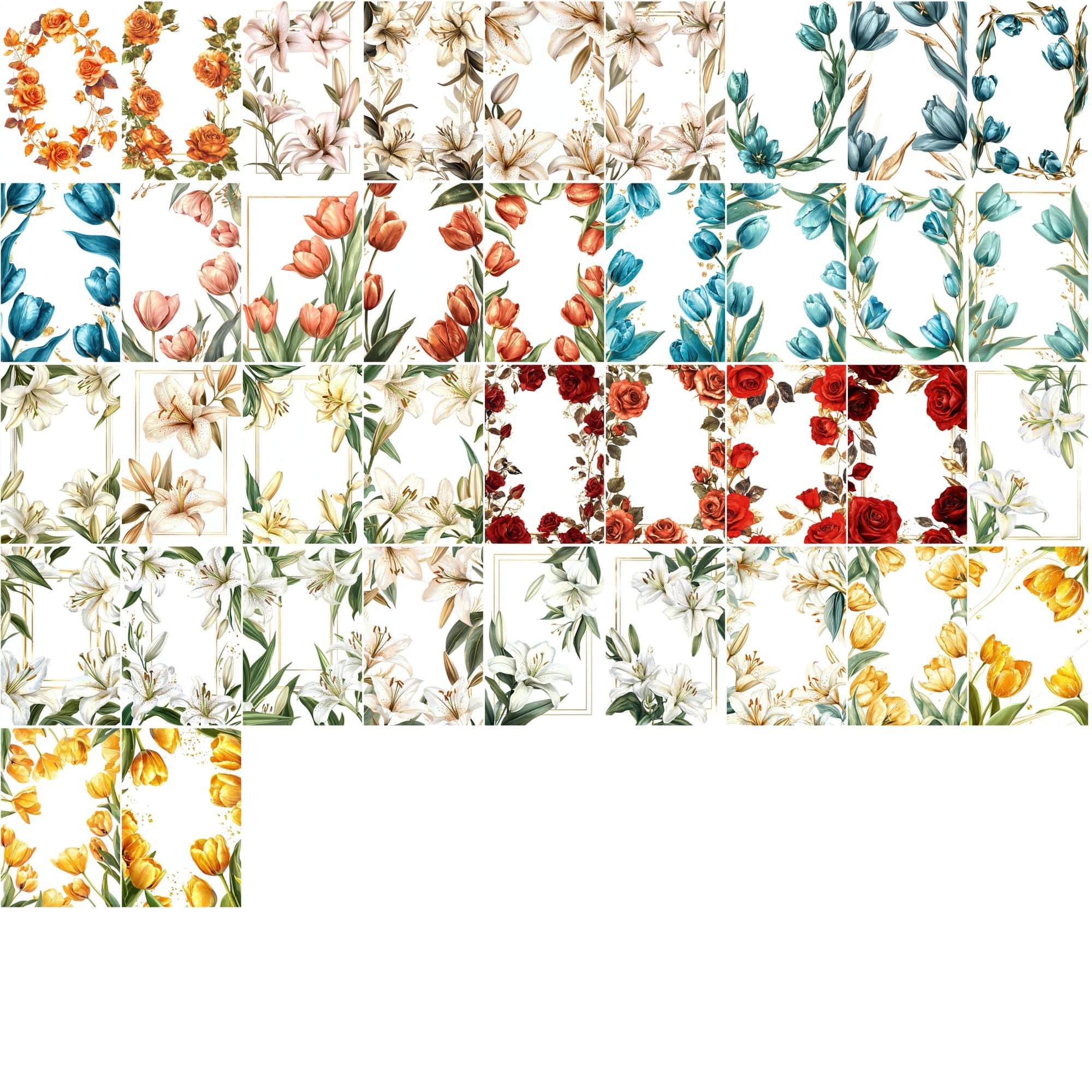 520 High-Resolution Floral Frame Images for Wedding & Postal Cards Digital Download Sumobundle