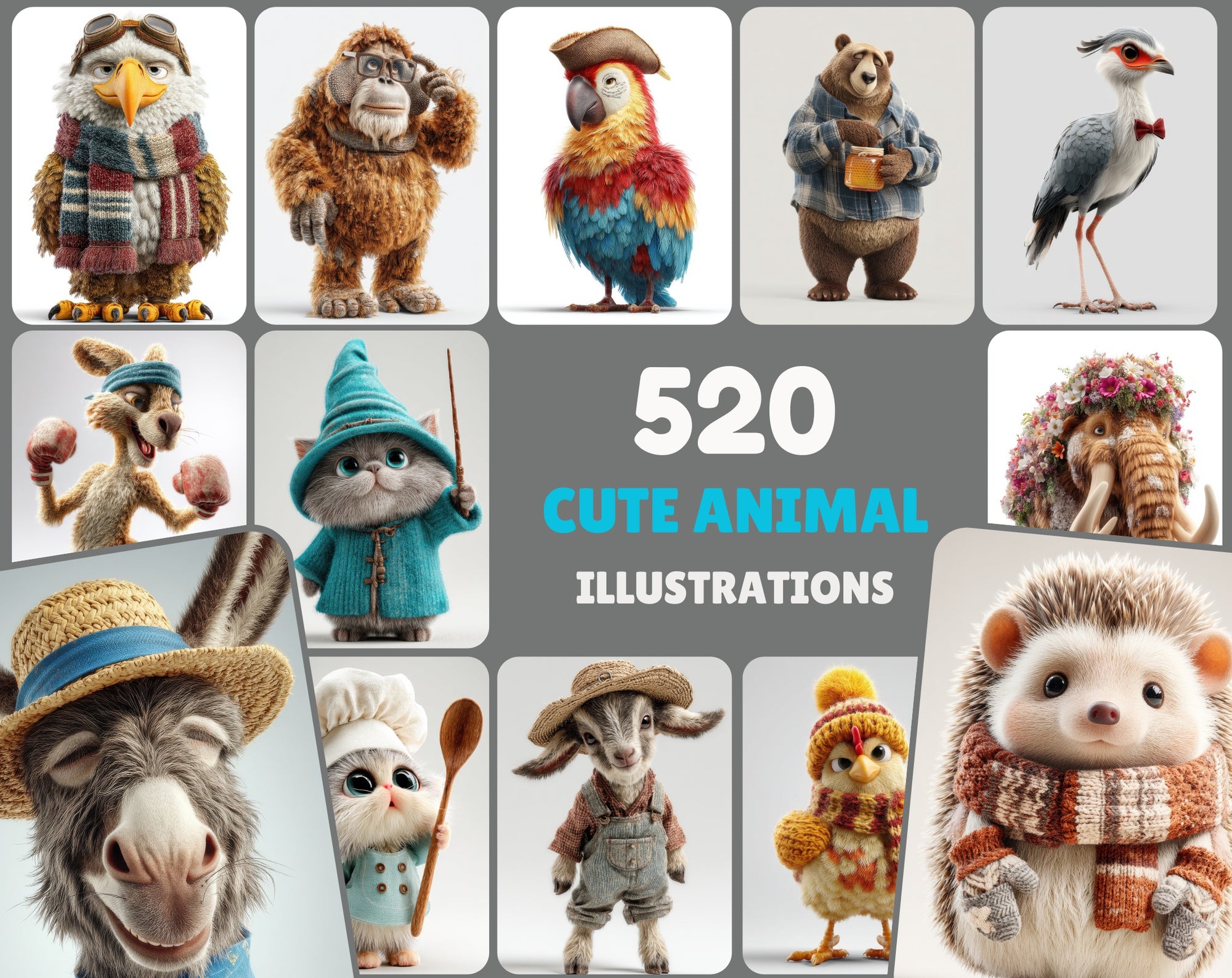 520 Cute Animal Character Images