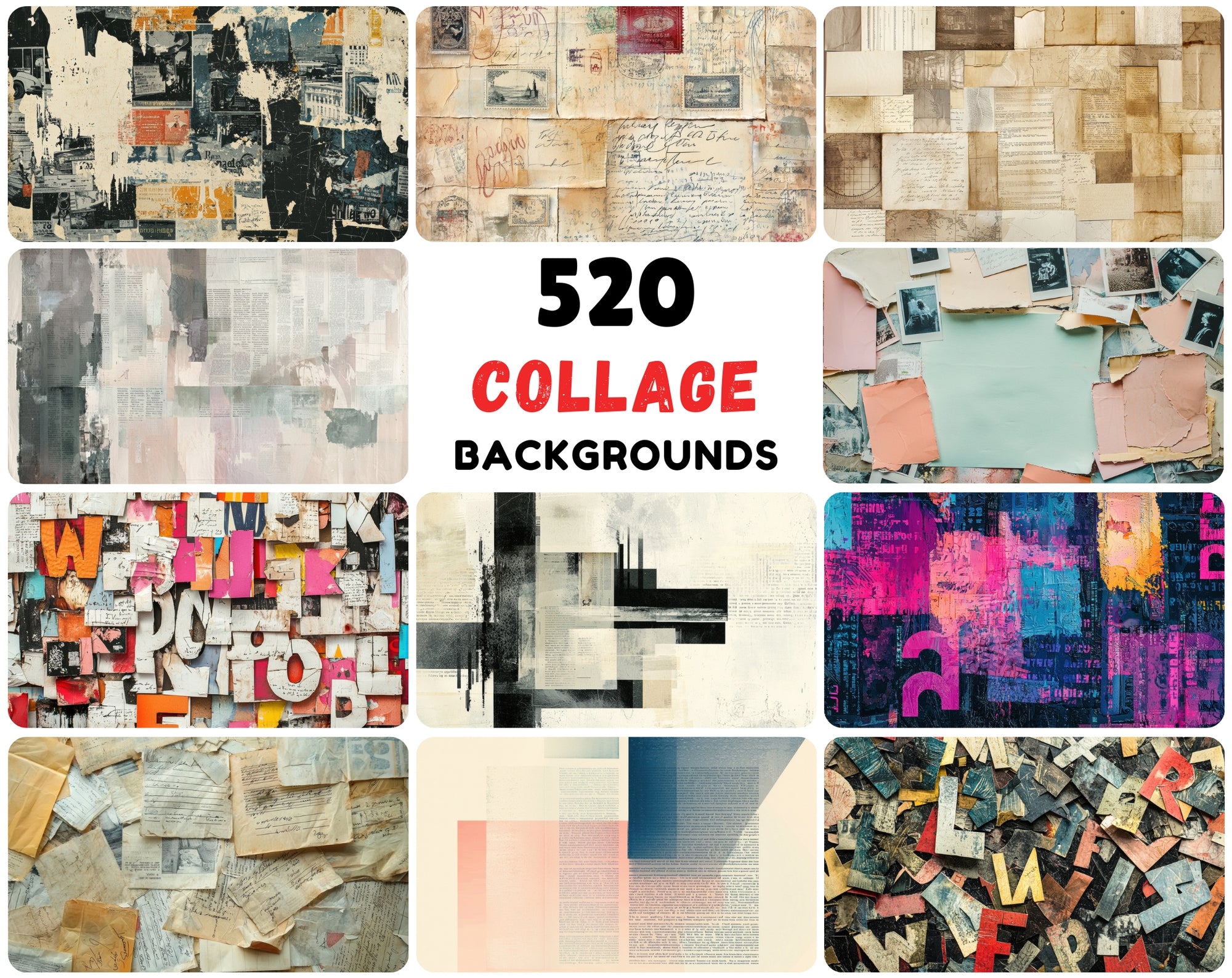 520 Mixed-Media Collage Backgrounds