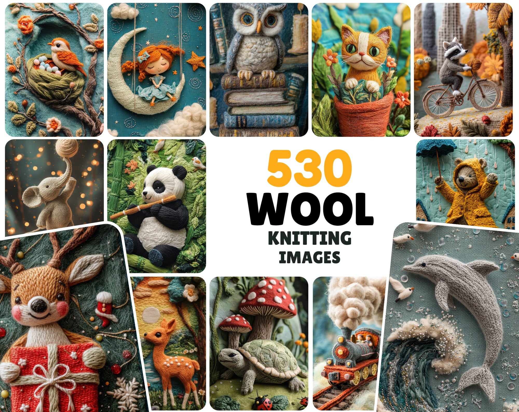 530 Wool Knitting Digital Images - High-Resolution Artistic Textures for Craft & Design