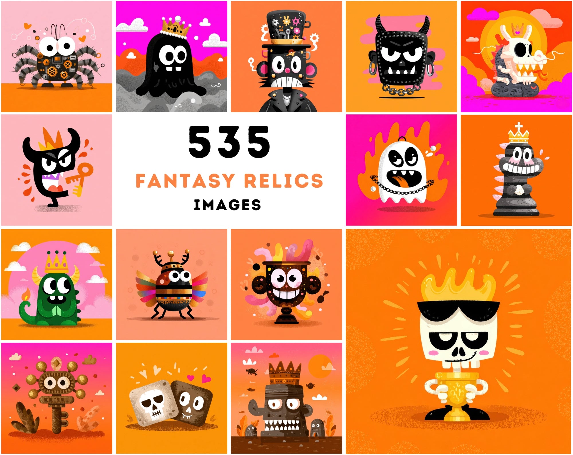 535 Fantasy Relic Images – Cursed Crowns, Treasure, Griffins & Magical Art JPG Bundle