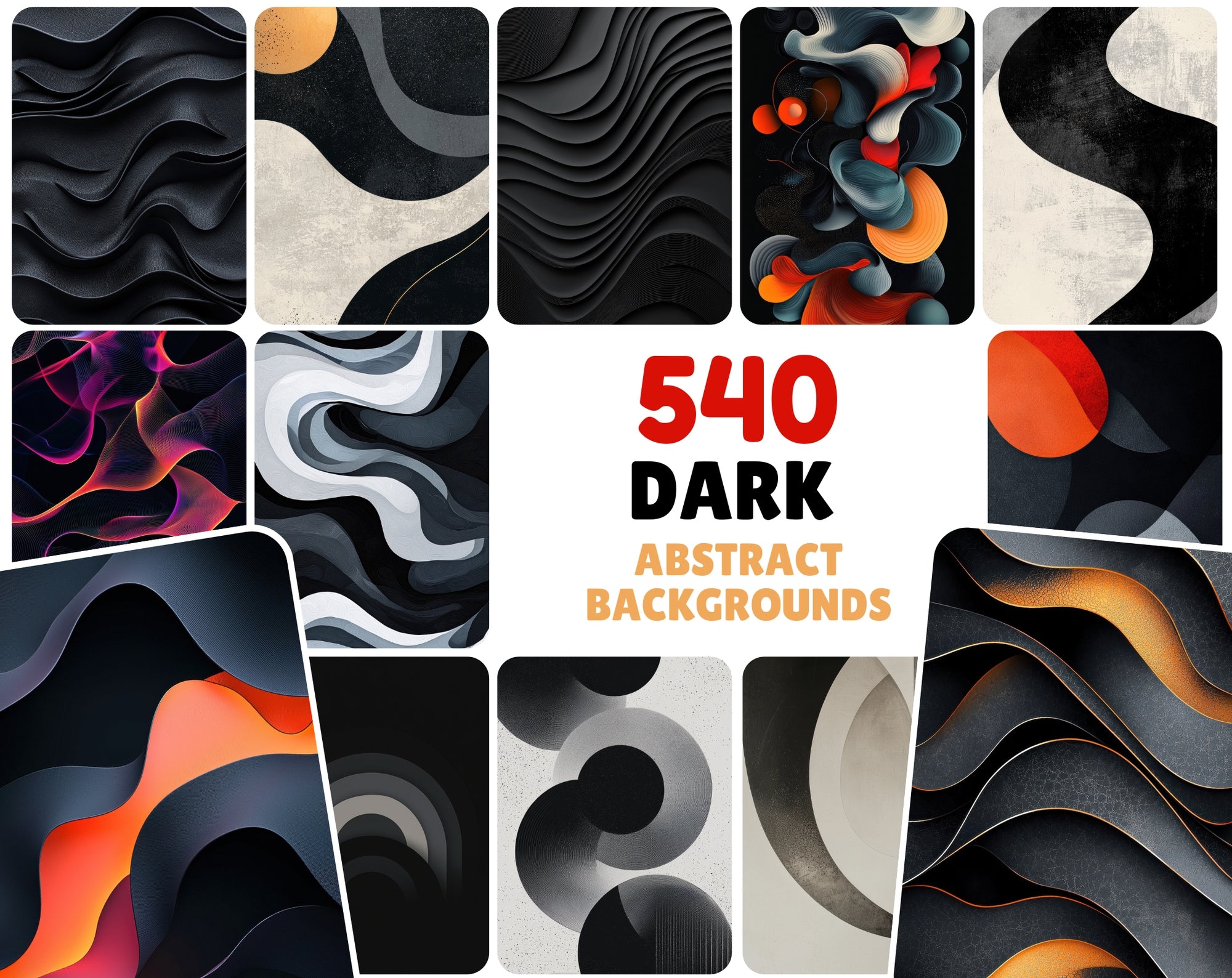 540 Dark Abstract Backgrounds - Minimalist Geometric Designs