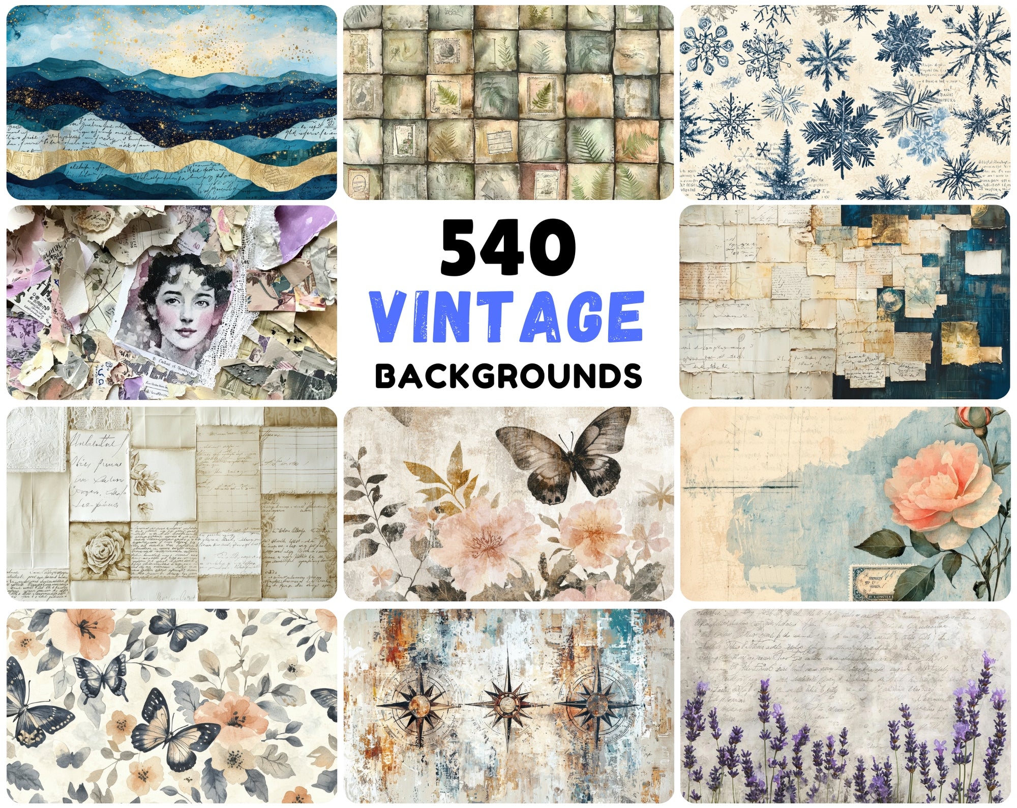 540 Vintage & Retro Scrapbooking Backgrounds