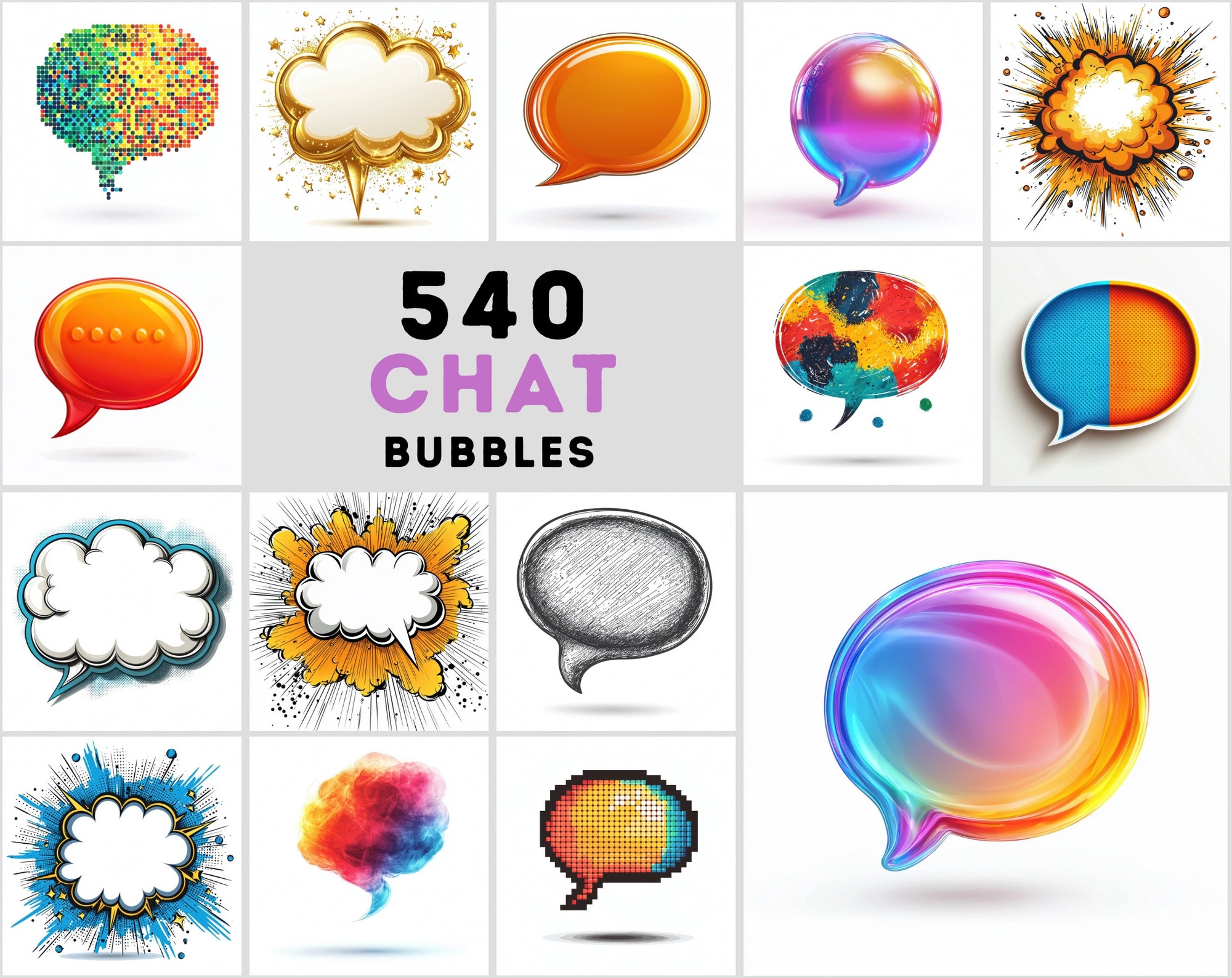 542 Unique Chat Bubble Images – High-Resolution Speech Bubbles for Comics, Social Media & Design