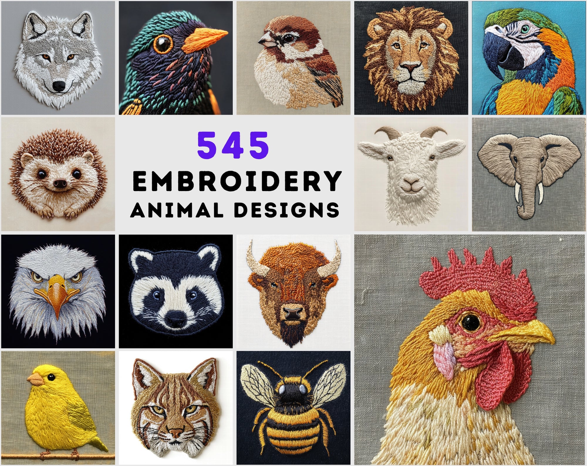 545 Embroidery Animal Facemoji Images