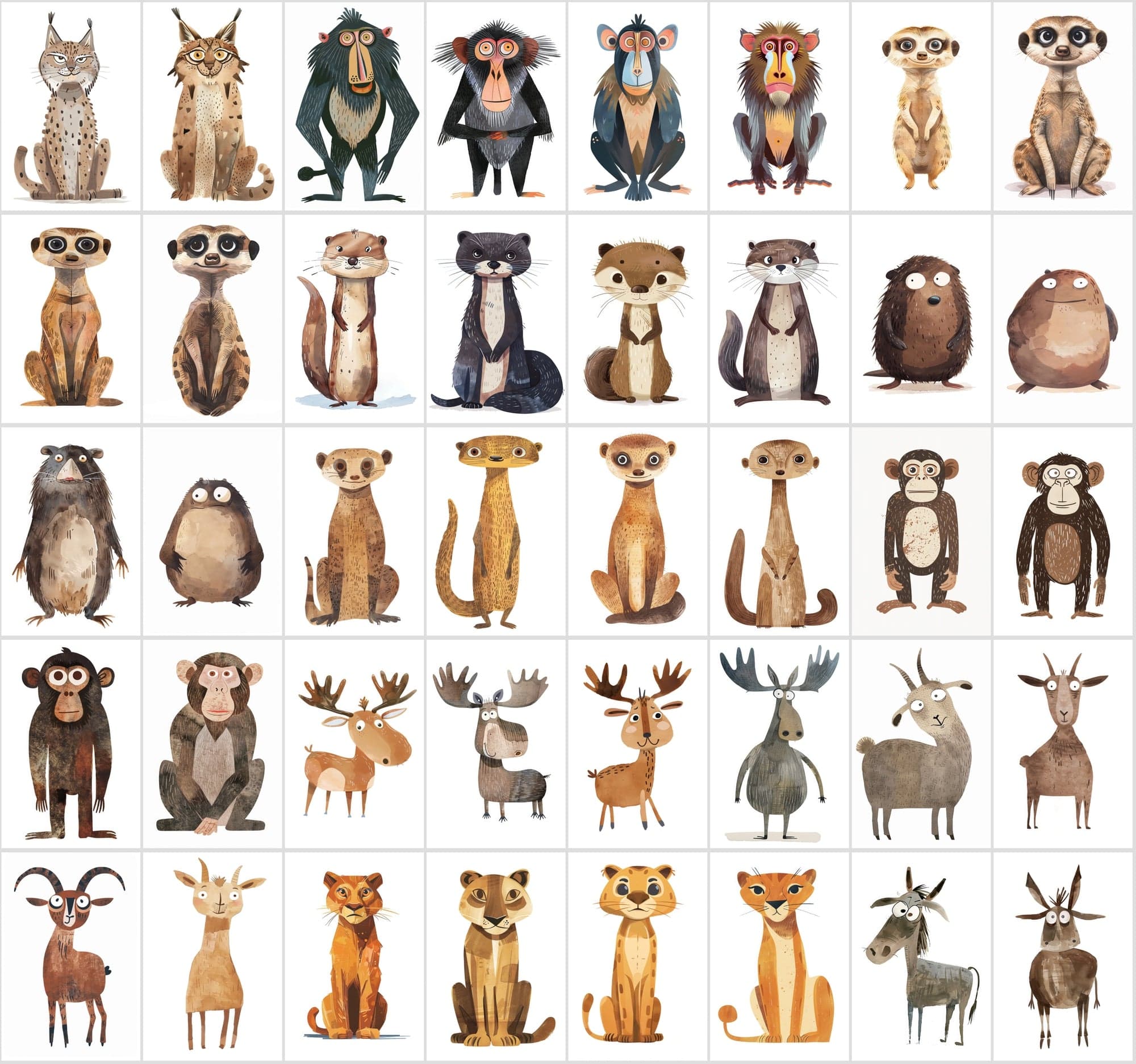 550 High-Resolution Funny Animal Illustrations - Vivid, Whimsical Art with Commercial Rights Digital Download Sumobundle