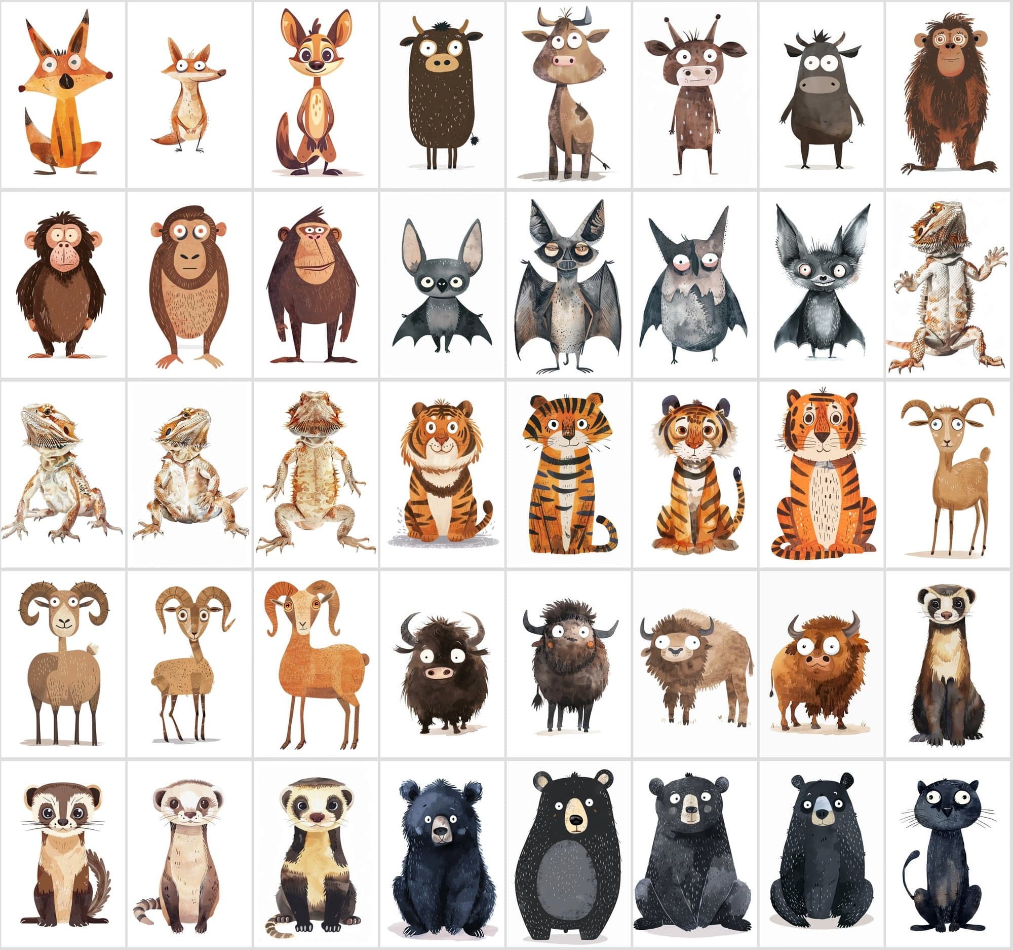 550 High-Resolution Funny Animal Illustrations - Vivid, Whimsical Art with Commercial Rights Digital Download Sumobundle