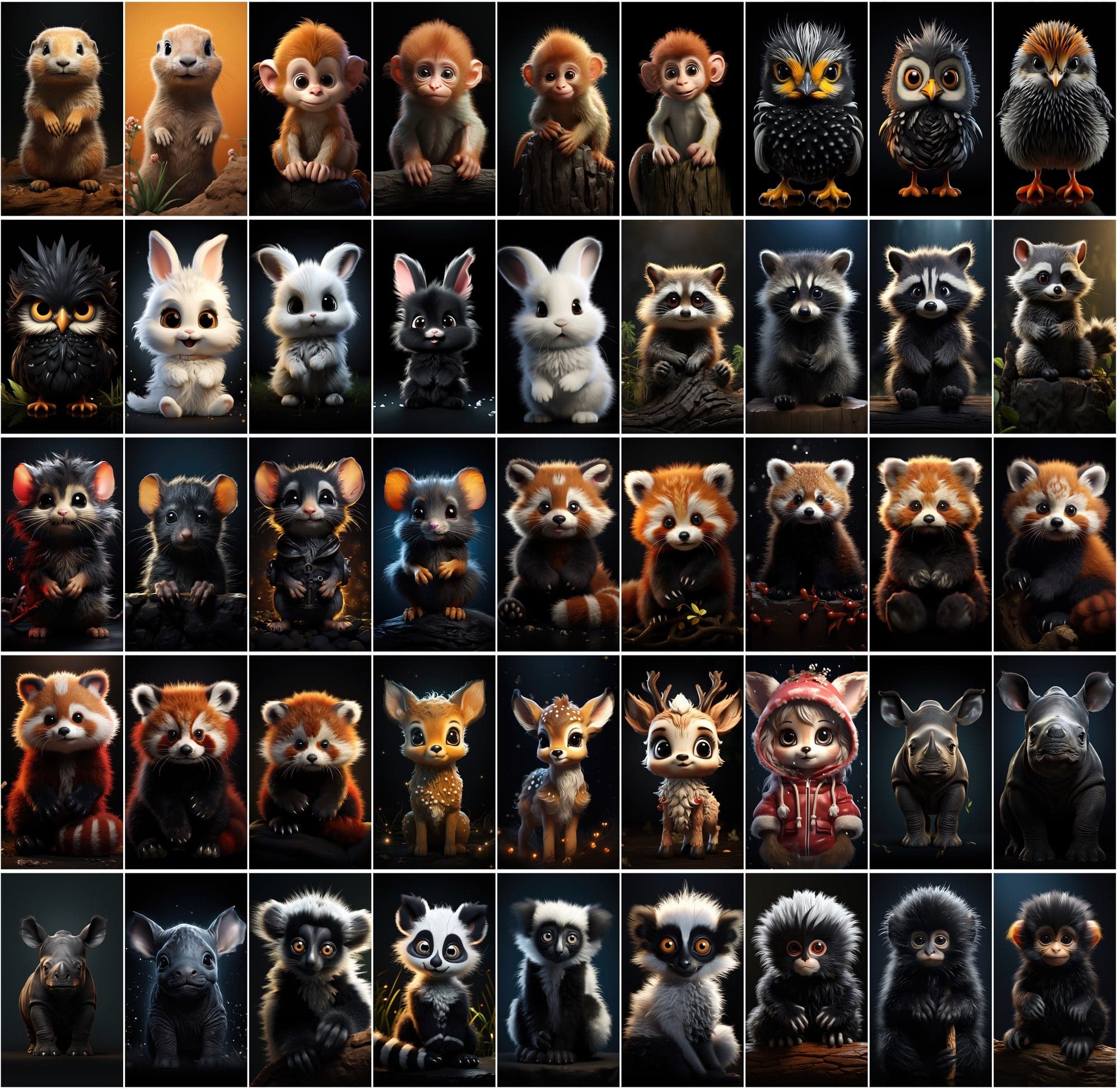 550 Vibrant Chibi Animal Images Collection Digital Download Sumobundle