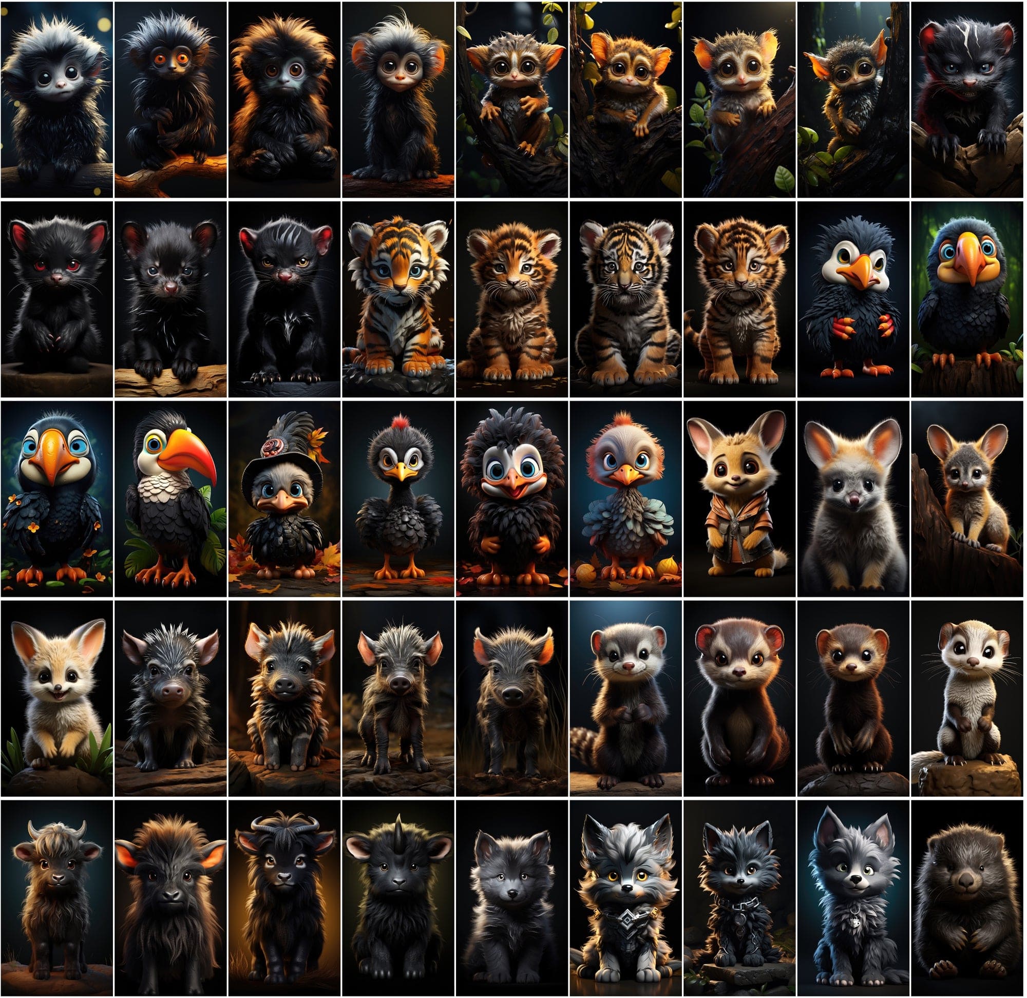 550 Vibrant Chibi Animal Images Collection Digital Download Sumobundle