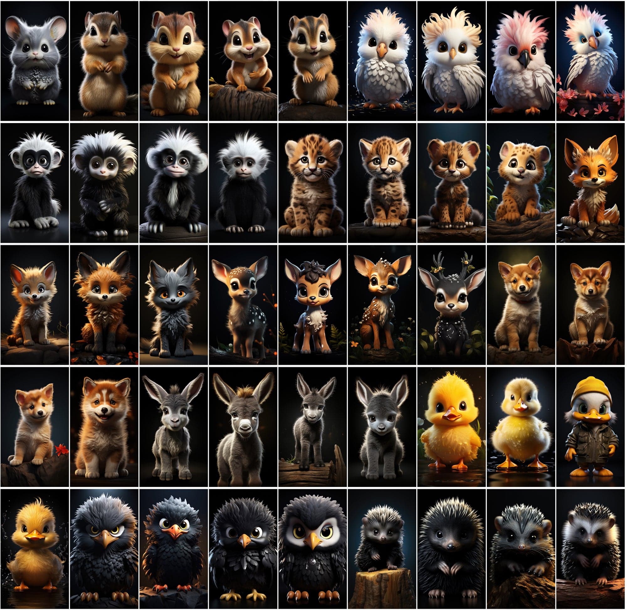 550 Vibrant Chibi Animal Images Collection Digital Download Sumobundle