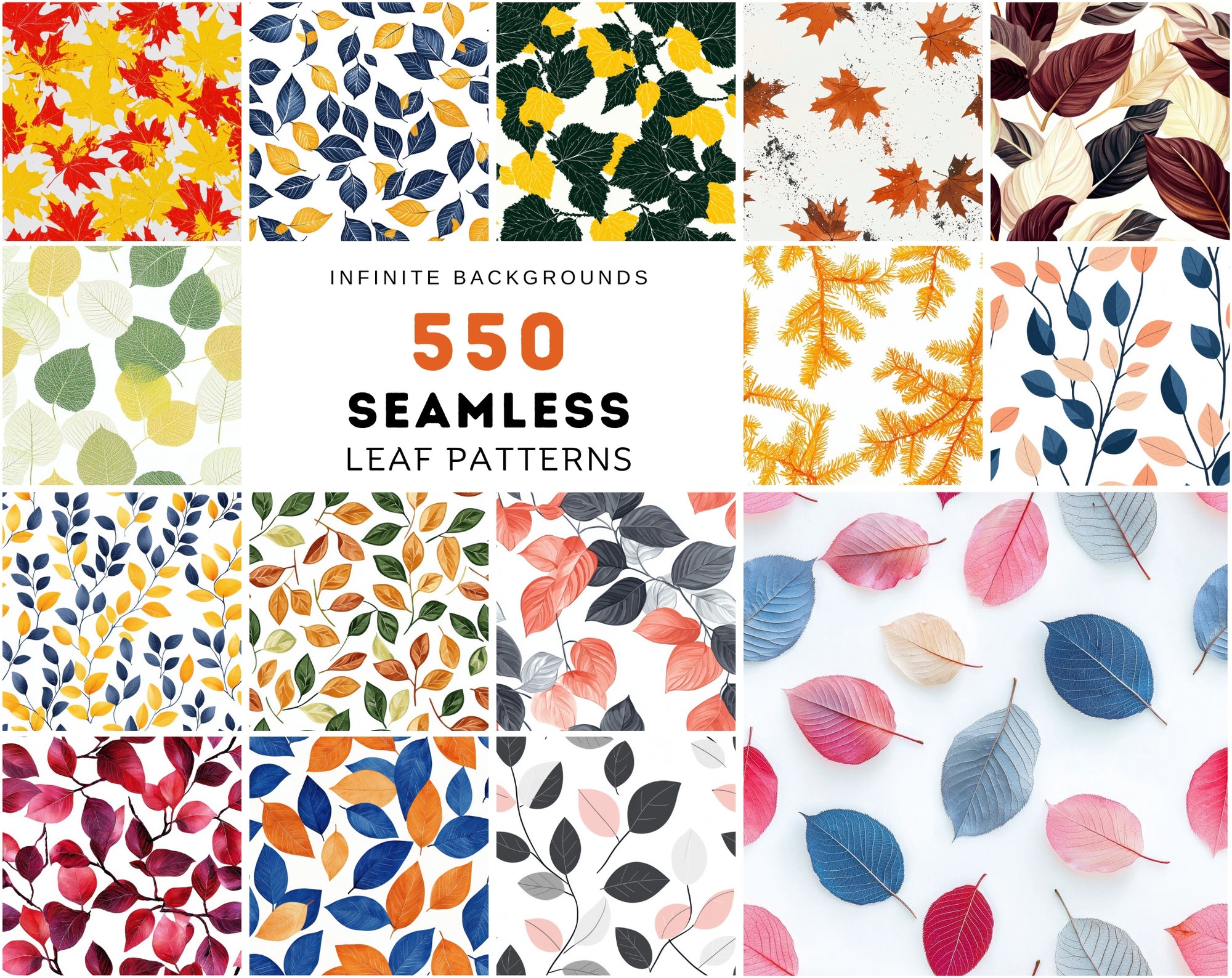 550 Seamless Leaf Patterns | Tileable Backgrounds