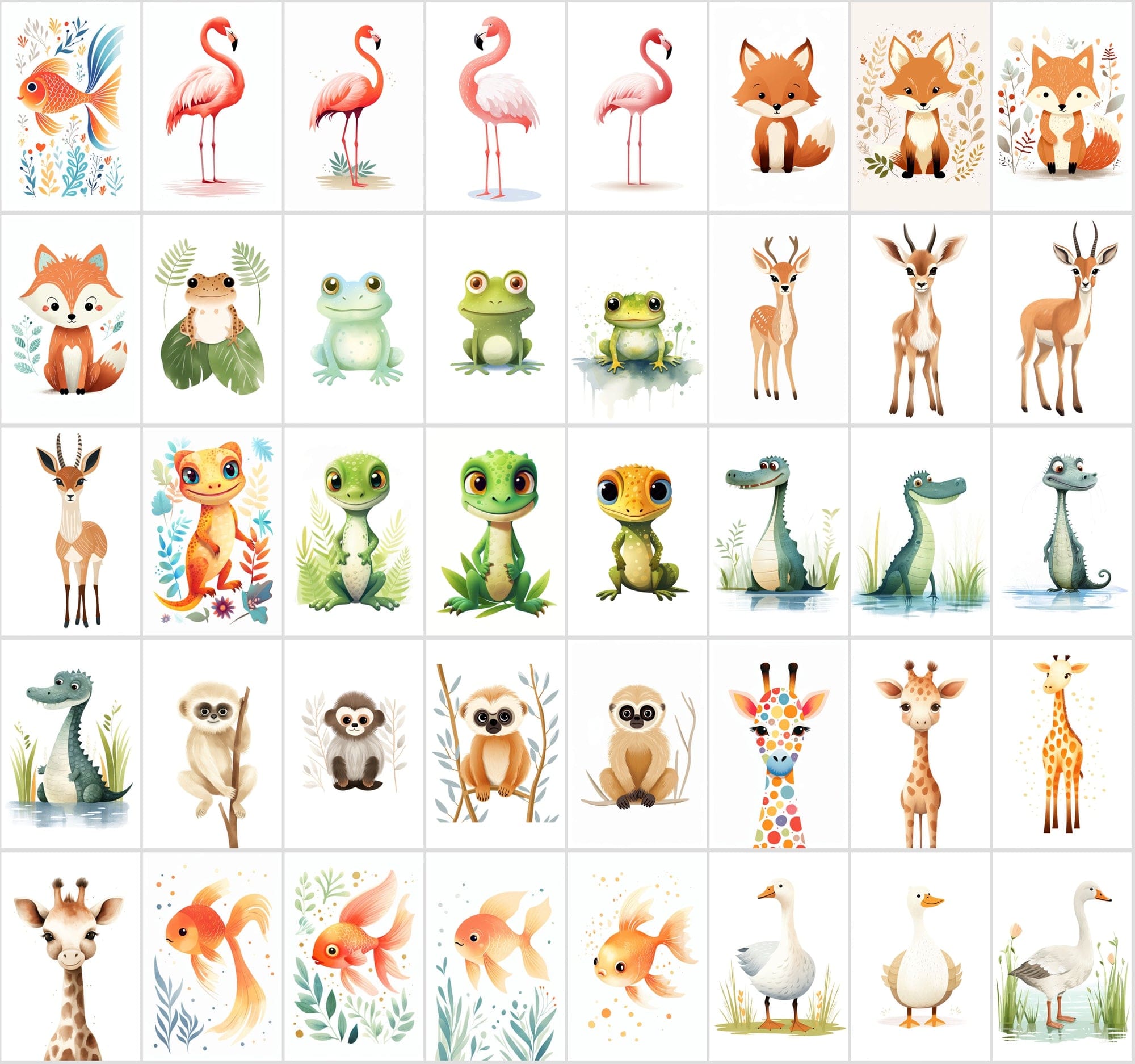 570 Cute Animal Illustrations Bundle Digital Download Sumobundle