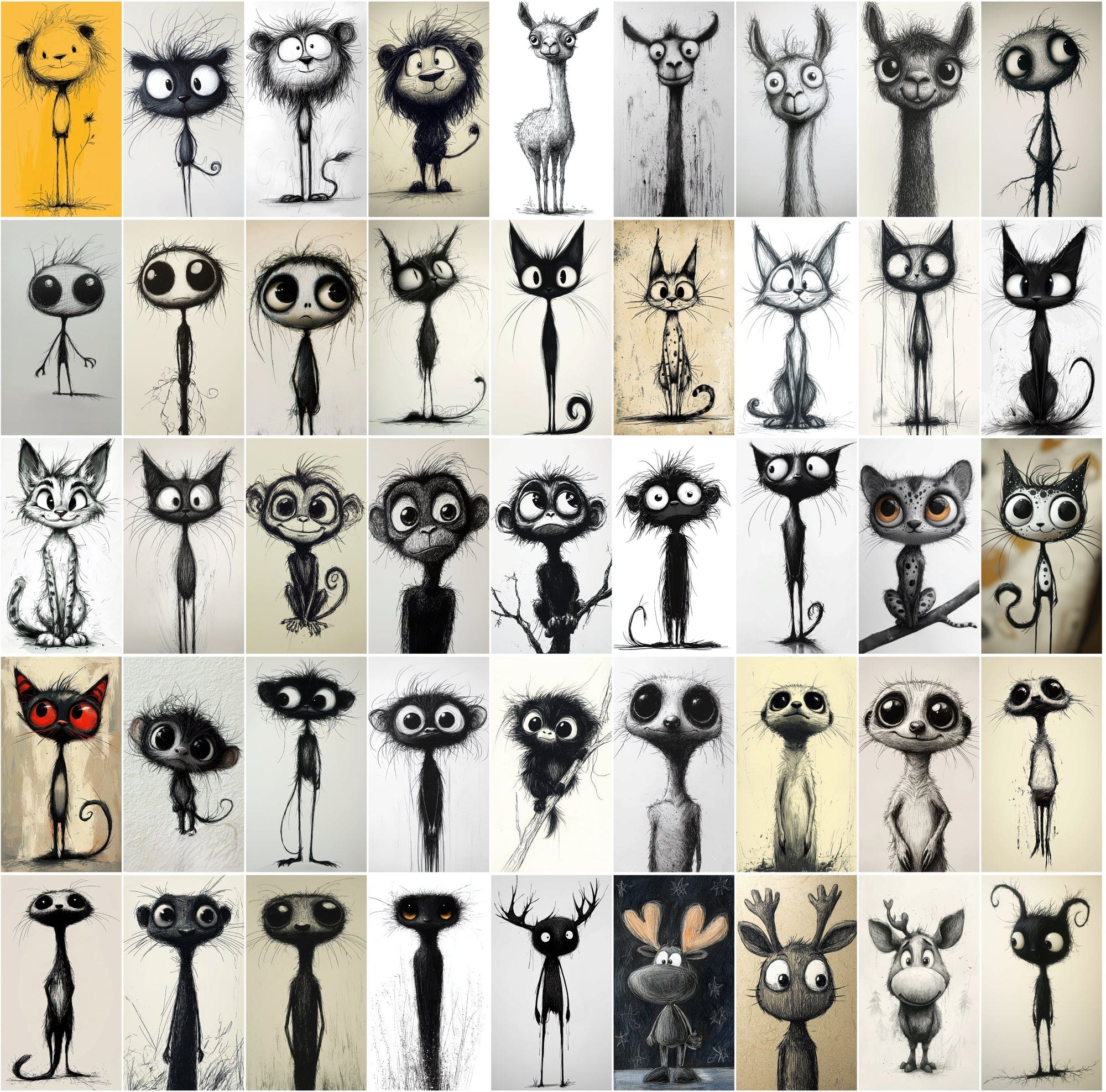 570 Hilarious Stick Figure Animal Illustrations Digital Download Sumobundle