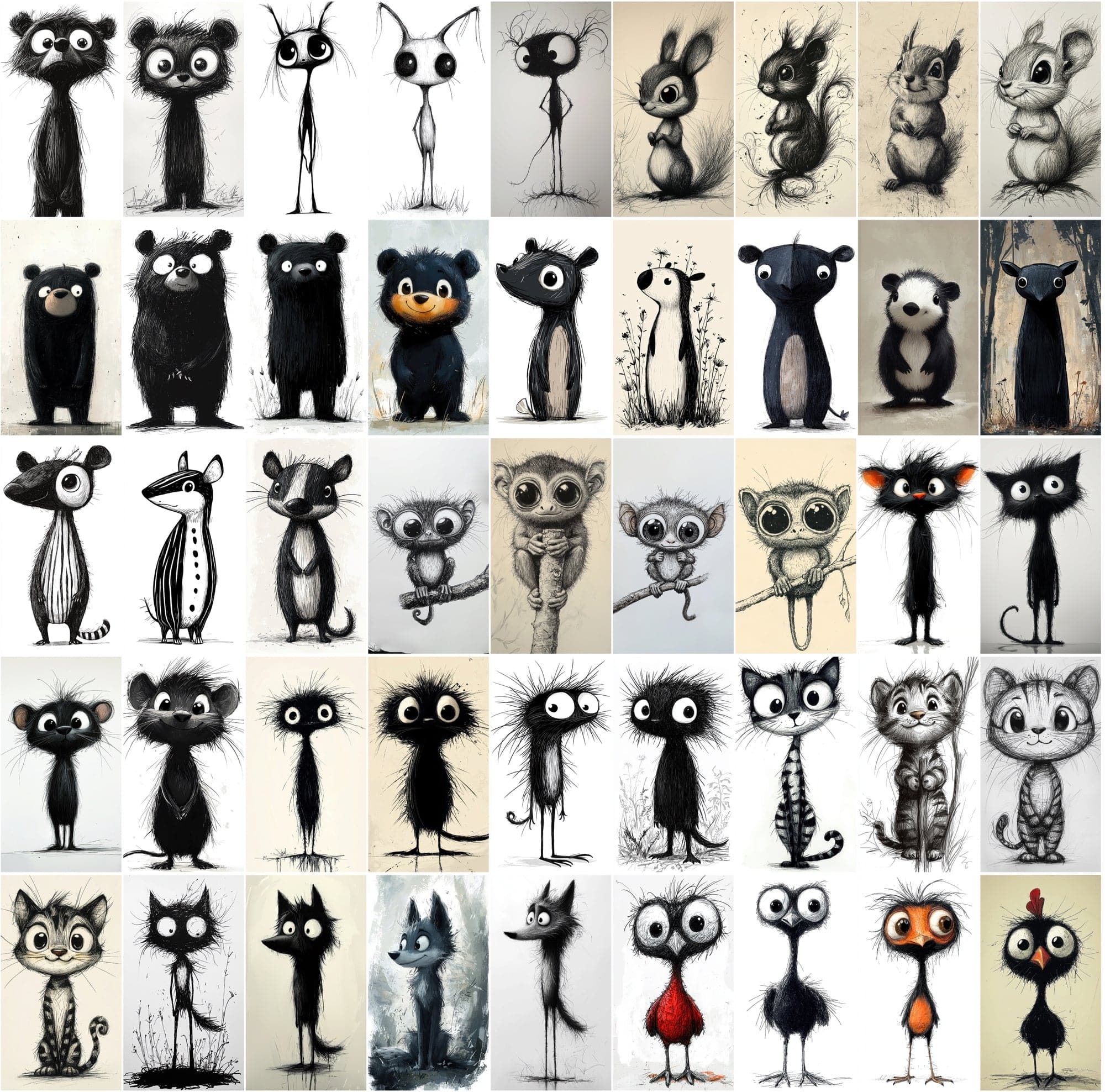 570 Hilarious Stick Figure Animal Illustrations Digital Download Sumobundle