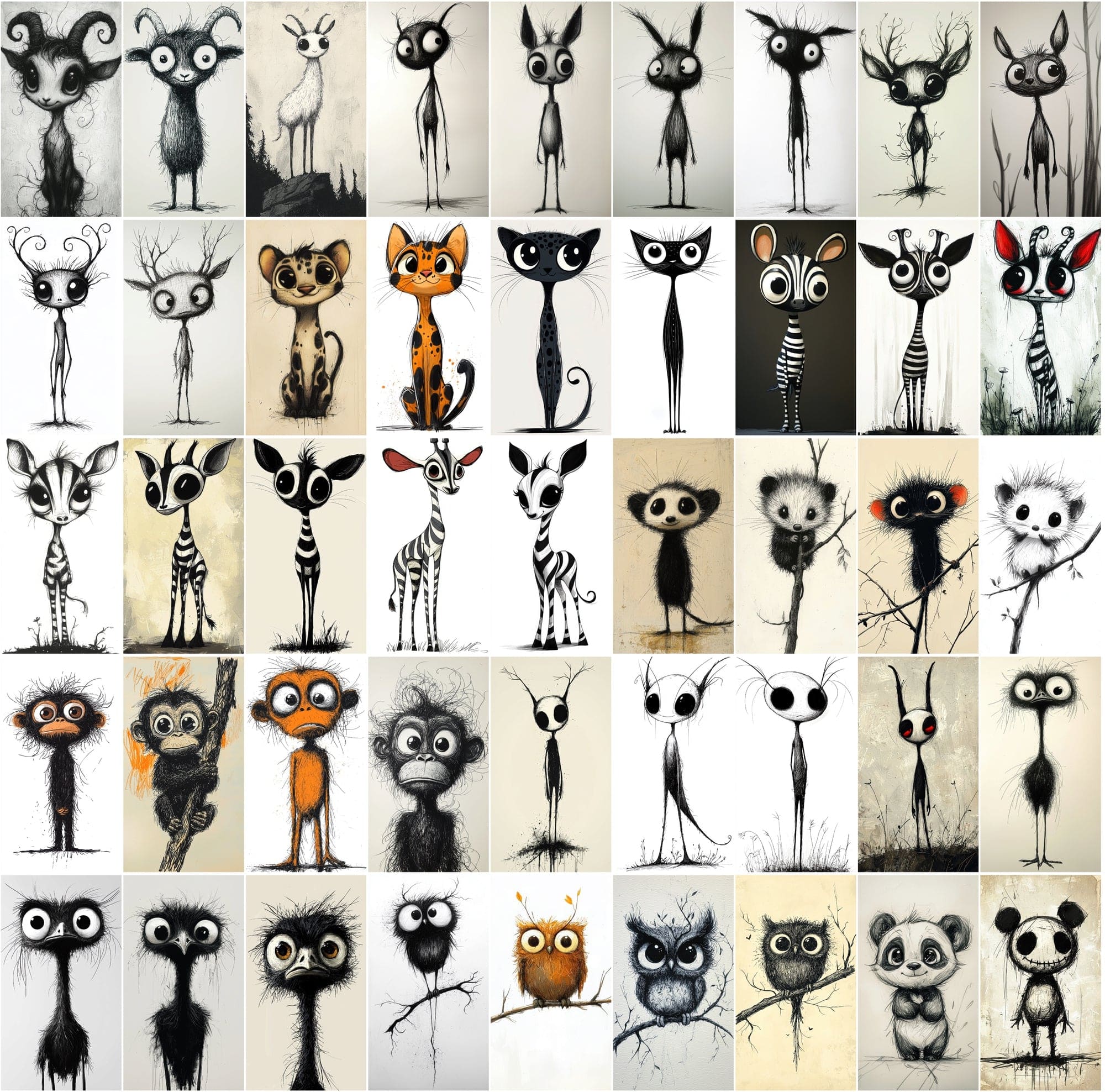 570 Hilarious Stick Figure Animal Illustrations Digital Download Sumobundle