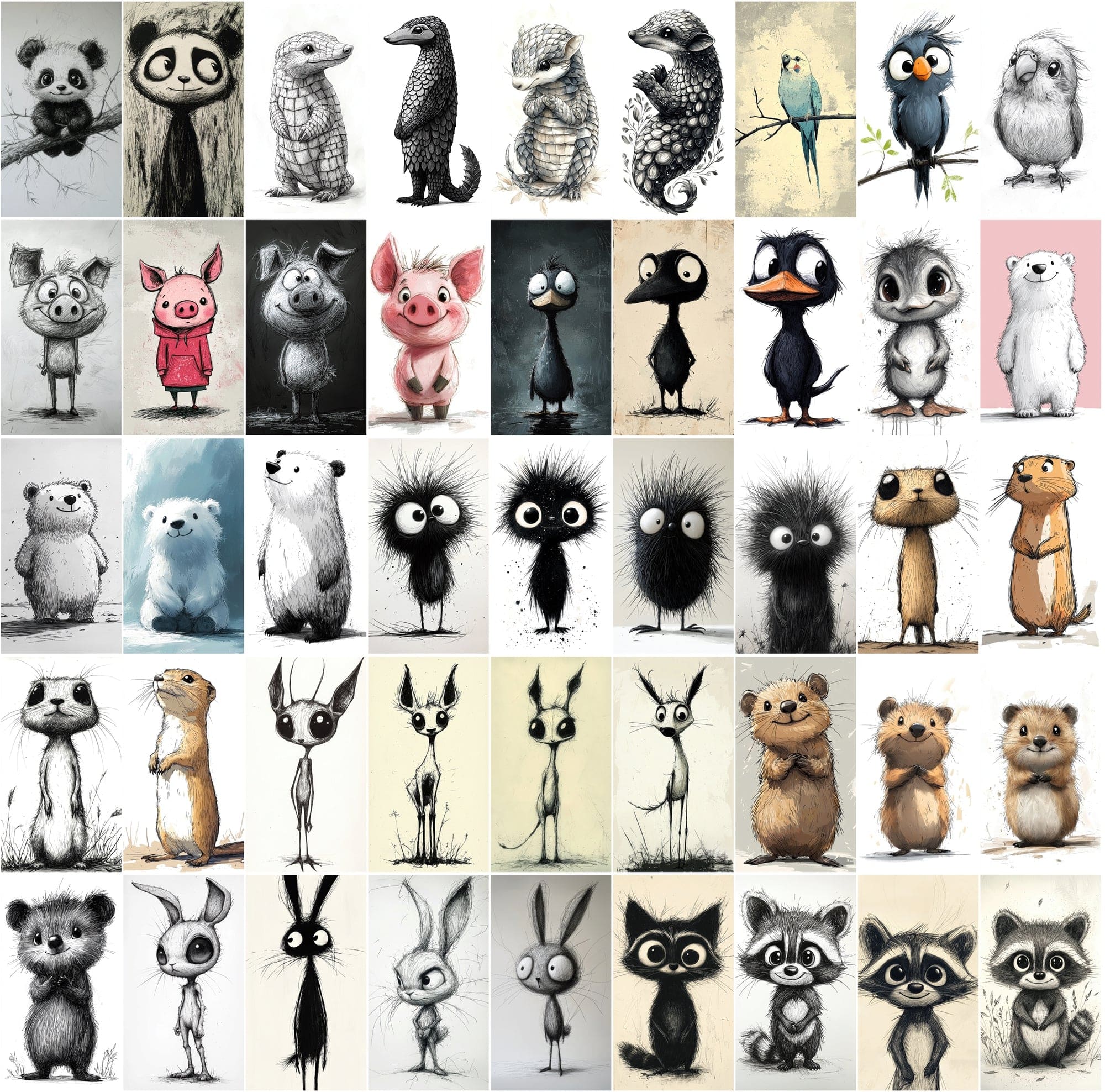 570 Hilarious Stick Figure Animal Illustrations Digital Download Sumobundle