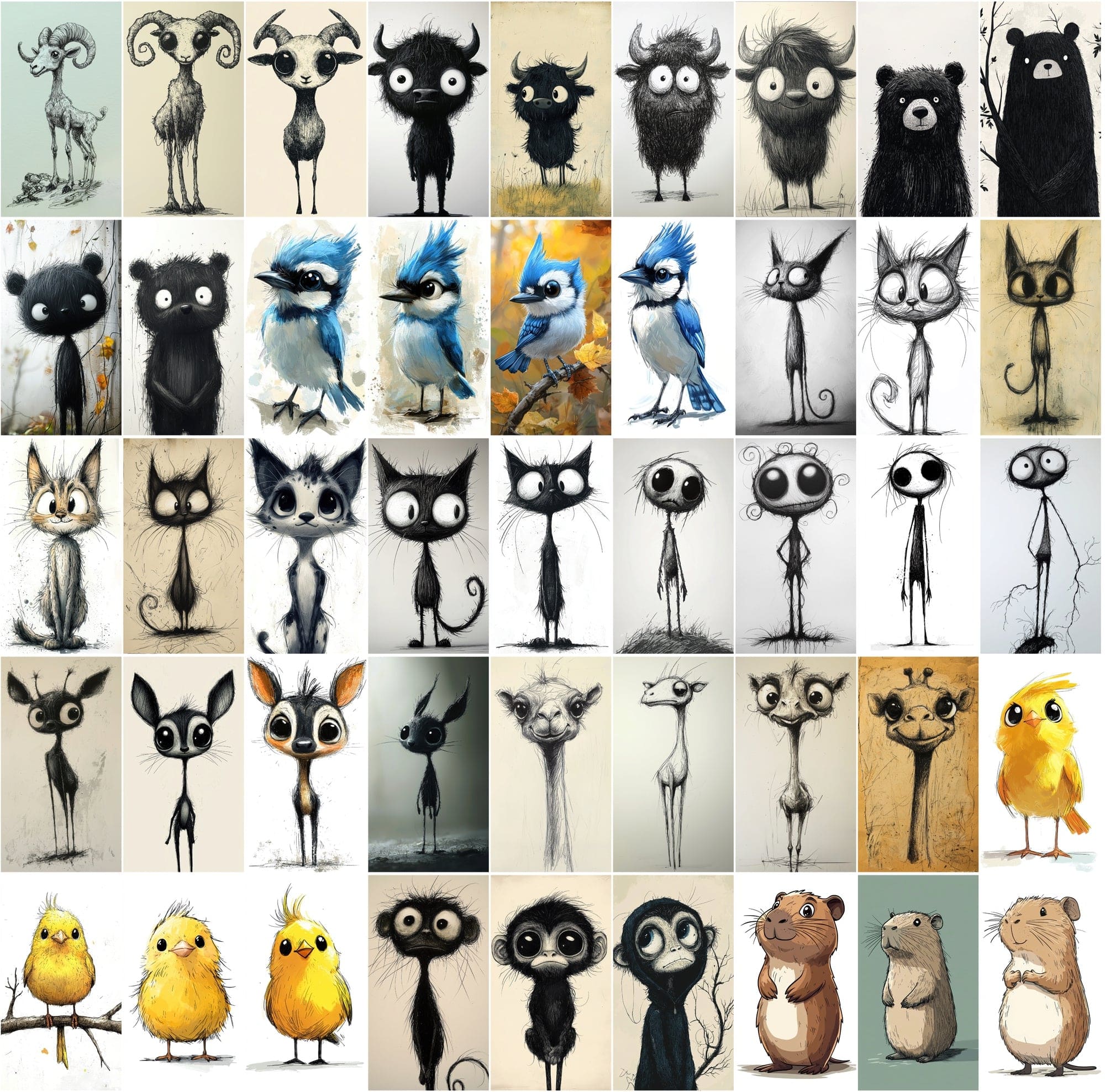 570 Hilarious Stick Figure Animal Illustrations Digital Download Sumobundle