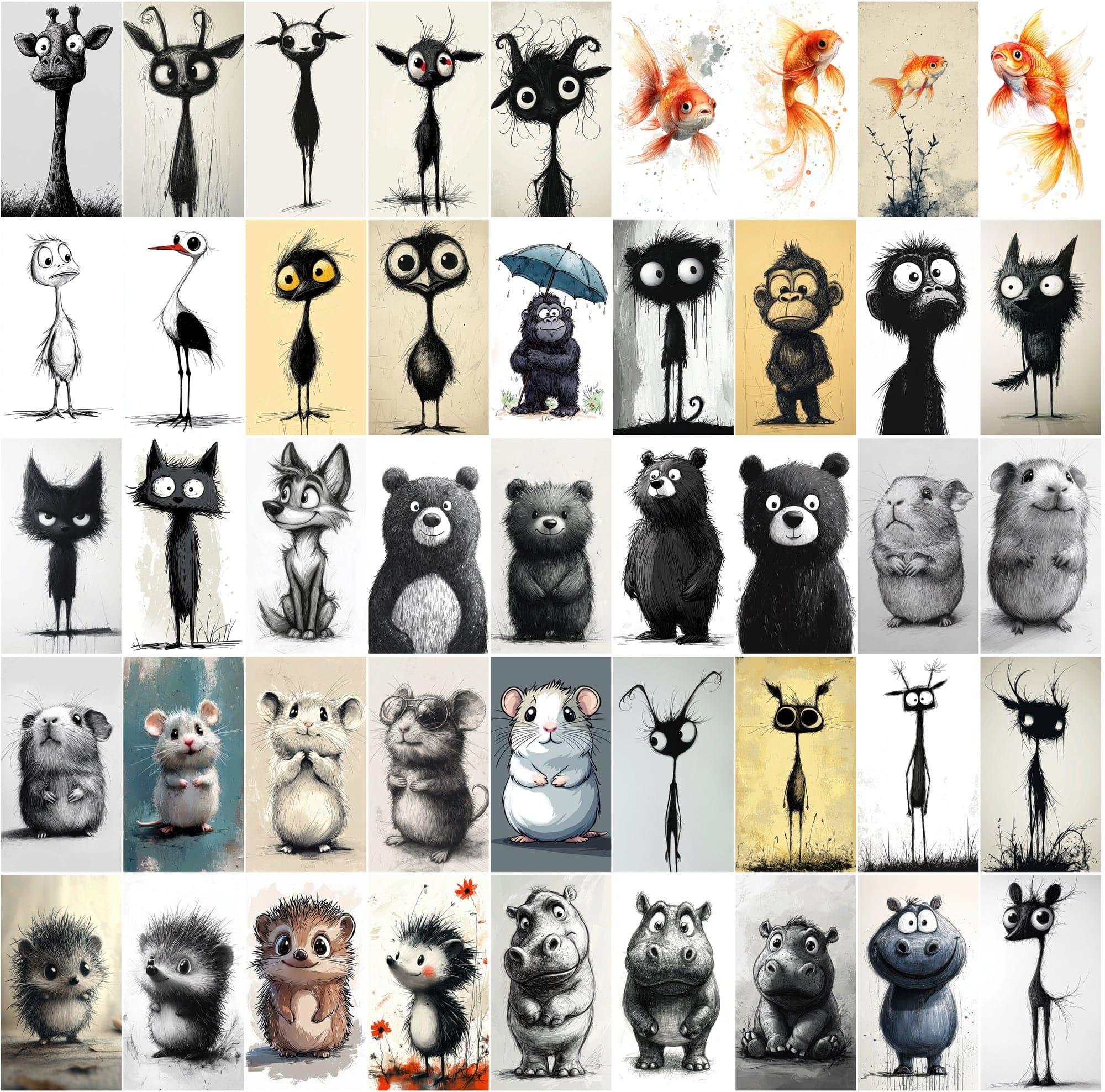 570 Hilarious Stick Figure Animal Illustrations Digital Download Sumobundle