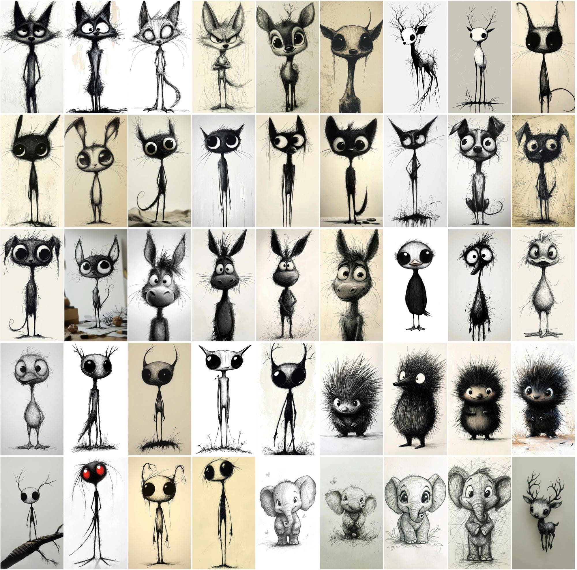 570 Hilarious Stick Figure Animal Illustrations Digital Download Sumobundle