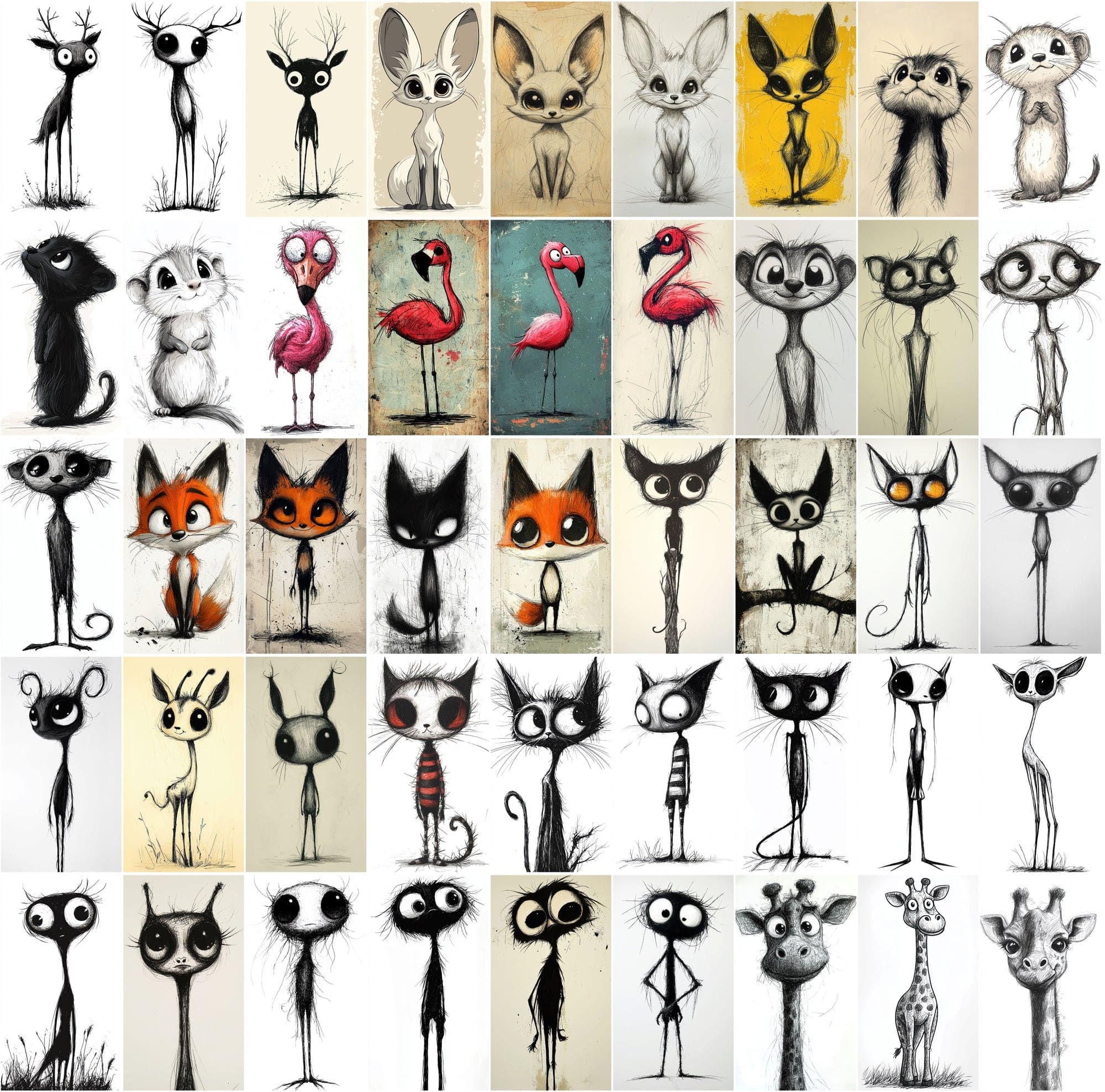 570 Hilarious Stick Figure Animal Illustrations Digital Download Sumobundle