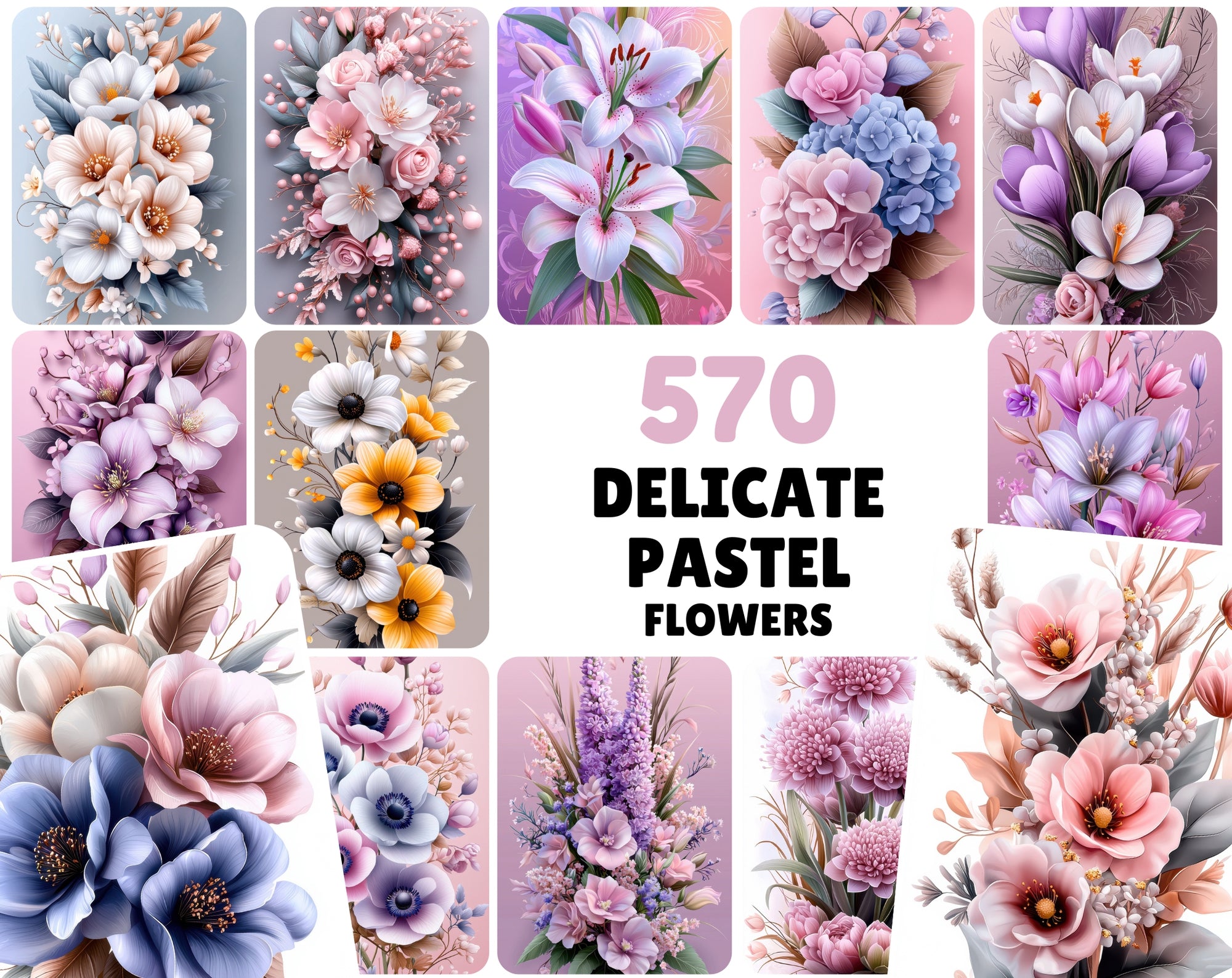 570 Delicate Pastel Flowers