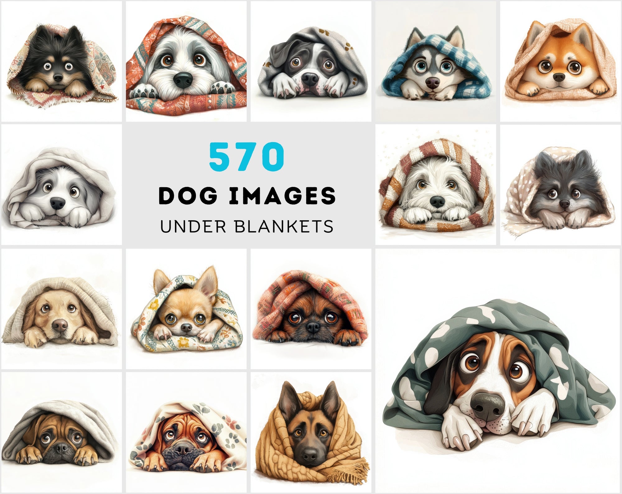 570 Dog Images Hiding Under Blankets