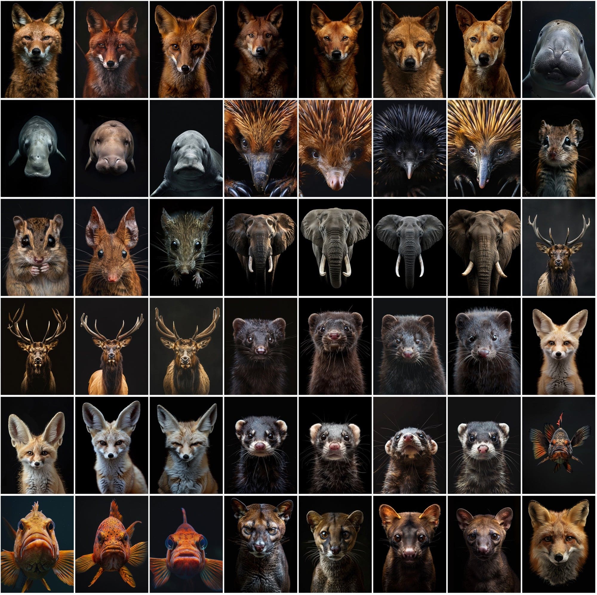 580 Animal Images Over Black Background - Commercial License Included Digital Download Sumobundle