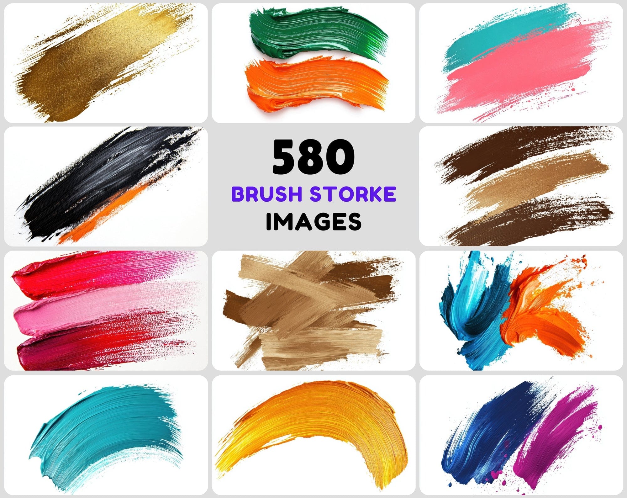 580 High-Resolution Brush Stroke Backgrounds Digital Download Sumobundle