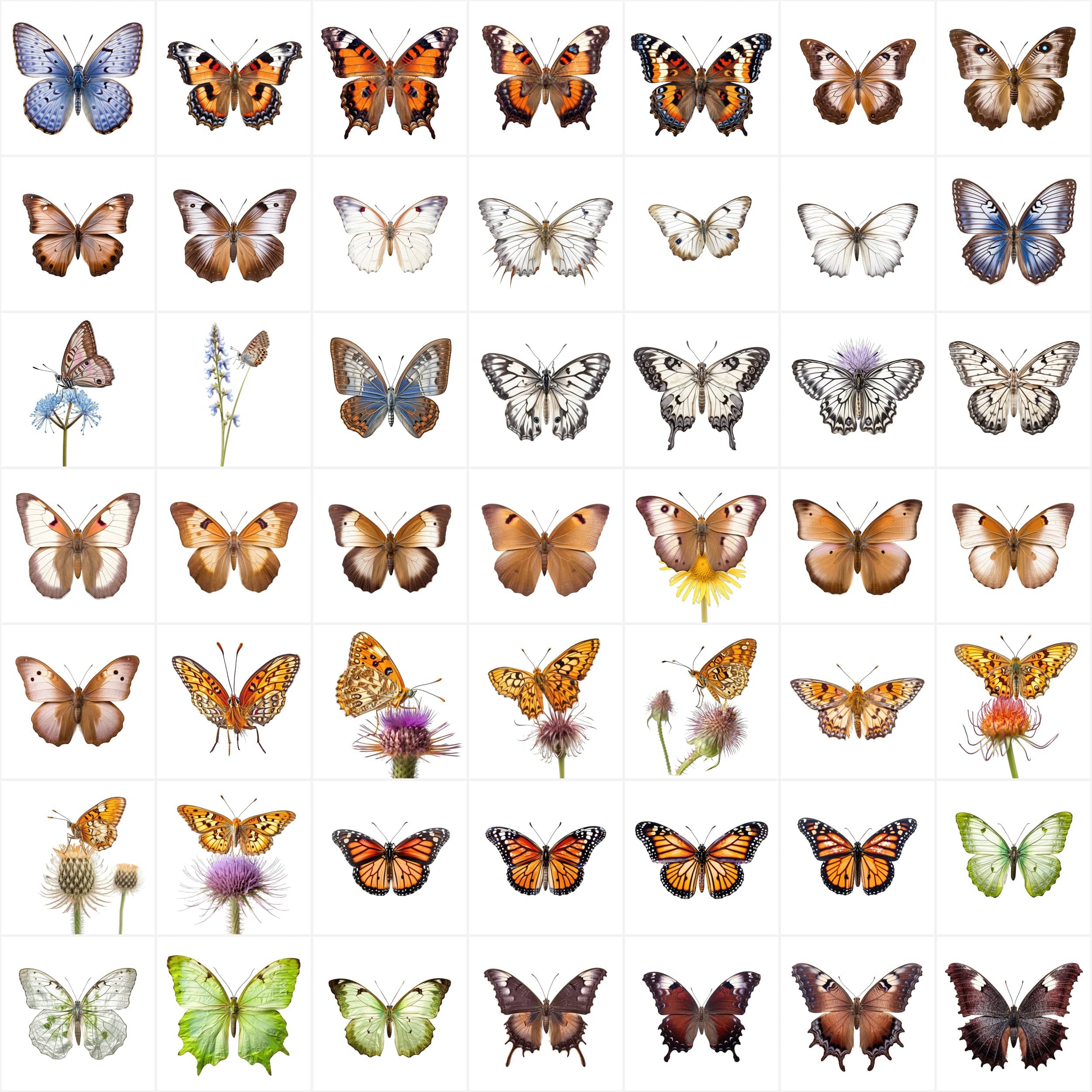 580 High-Resolution Transparent and White-Background Butterfly PNG Images for Commercial Use Digital Download Sumobundle