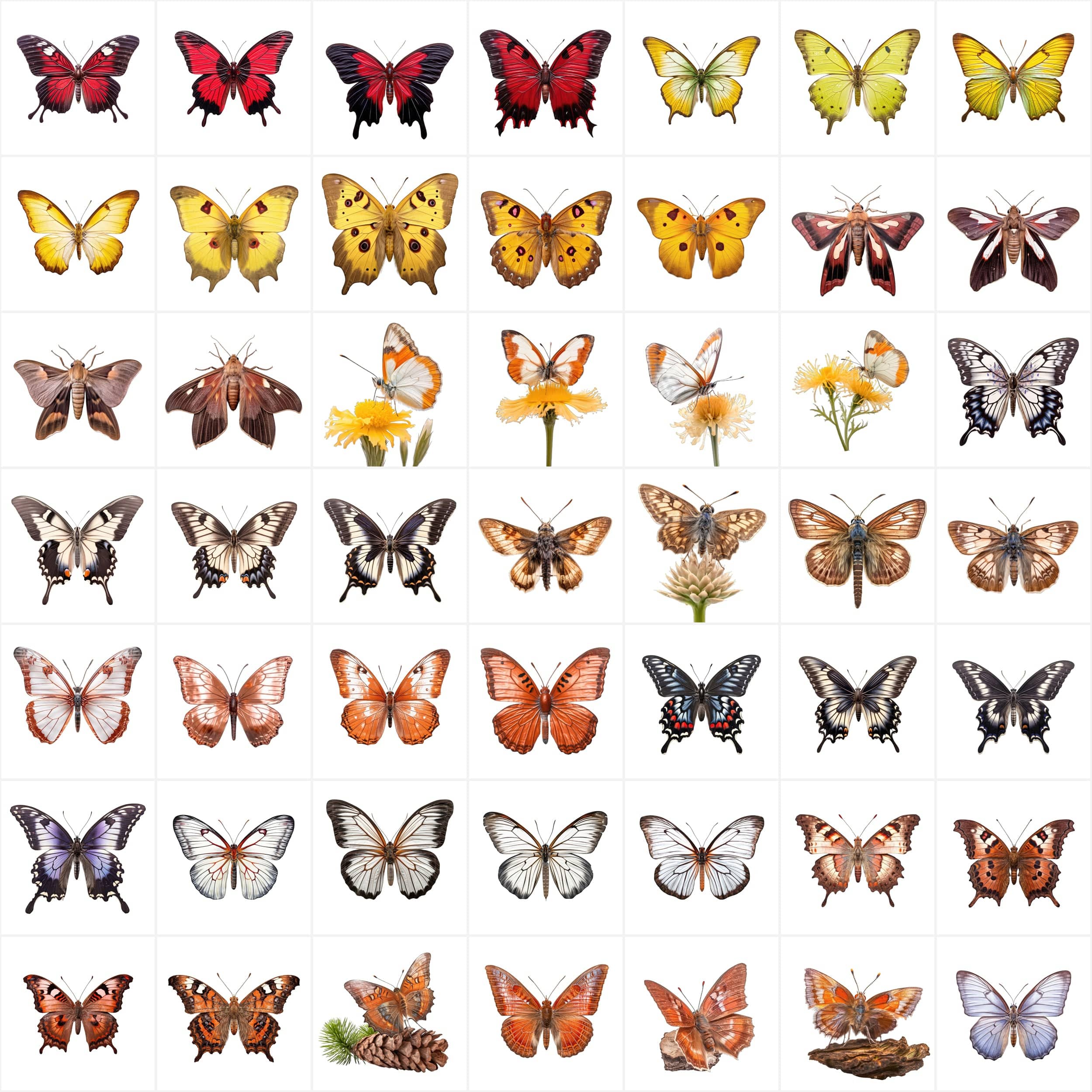 580 High-Resolution Transparent and White-Background Butterfly PNG Images for Commercial Use Digital Download Sumobundle