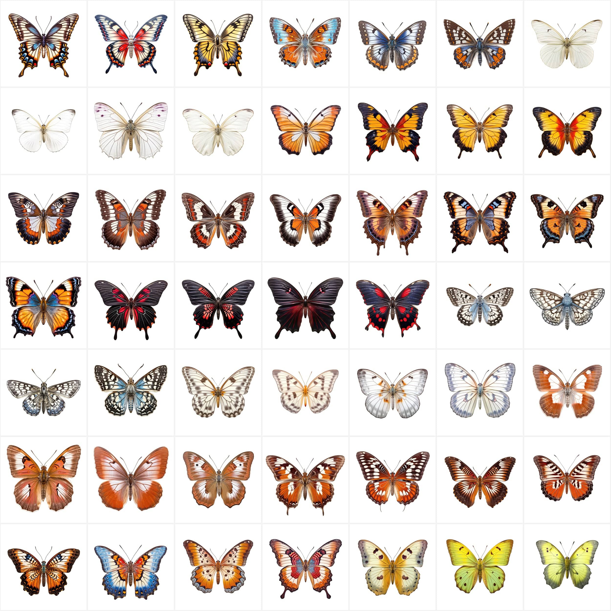 580 High-Resolution Transparent and White-Background Butterfly PNG Images for Commercial Use Digital Download Sumobundle