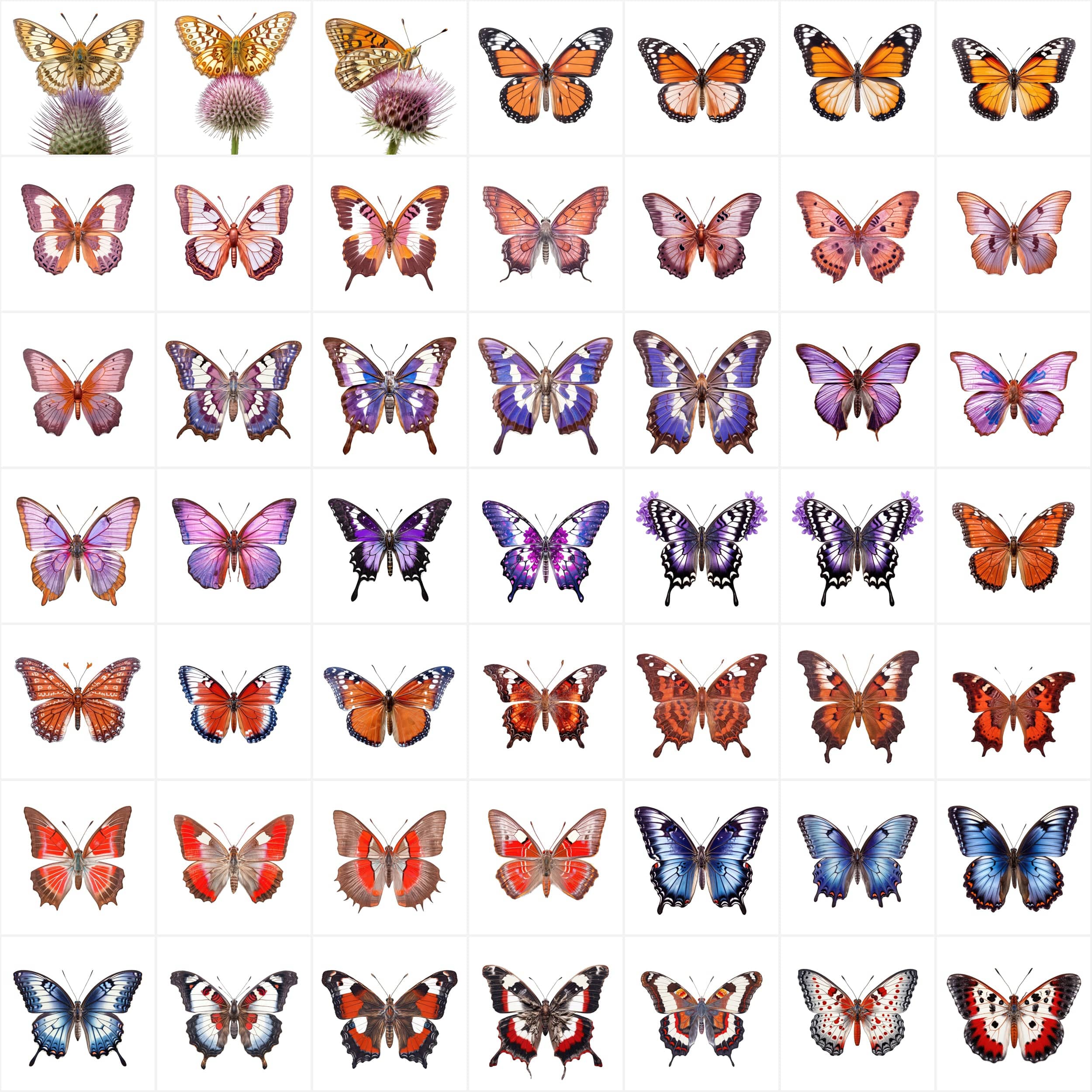 580 High-Resolution Transparent and White-Background Butterfly PNG Images for Commercial Use Digital Download Sumobundle