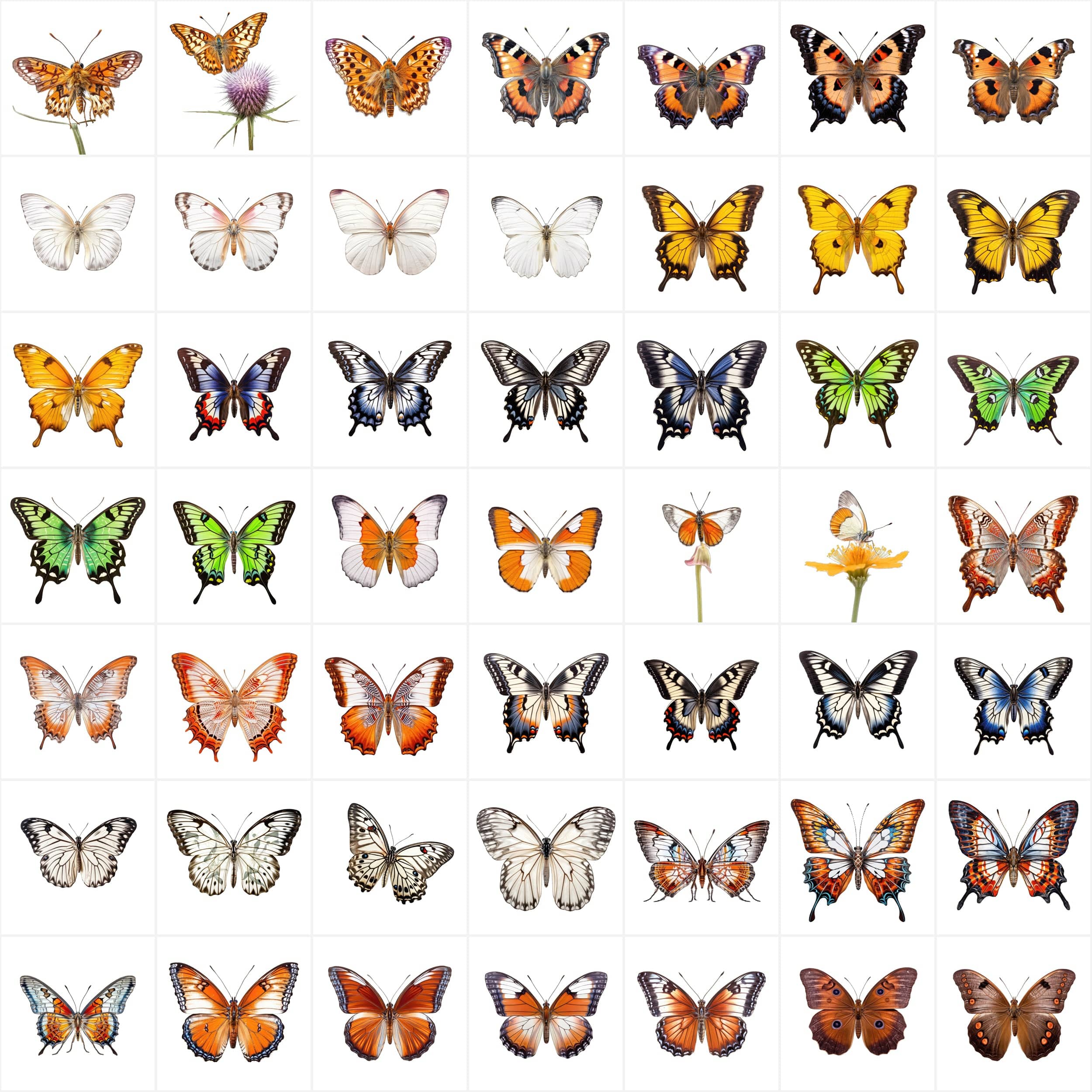 580 High-Resolution Transparent and White-Background Butterfly PNG Images for Commercial Use Digital Download Sumobundle