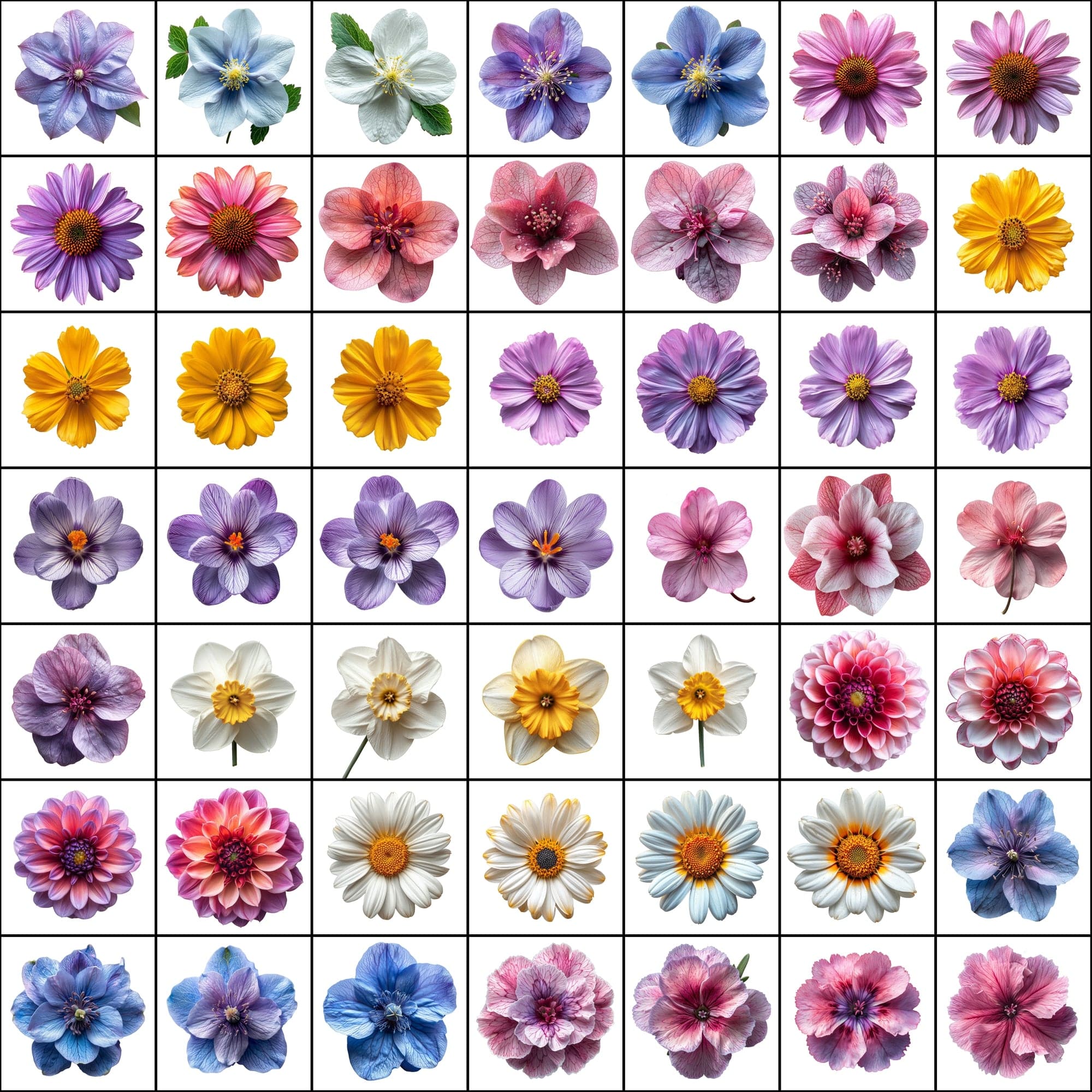 580 Top View Floral Images with Transparent Backgrounds Digital Download Sumobundle