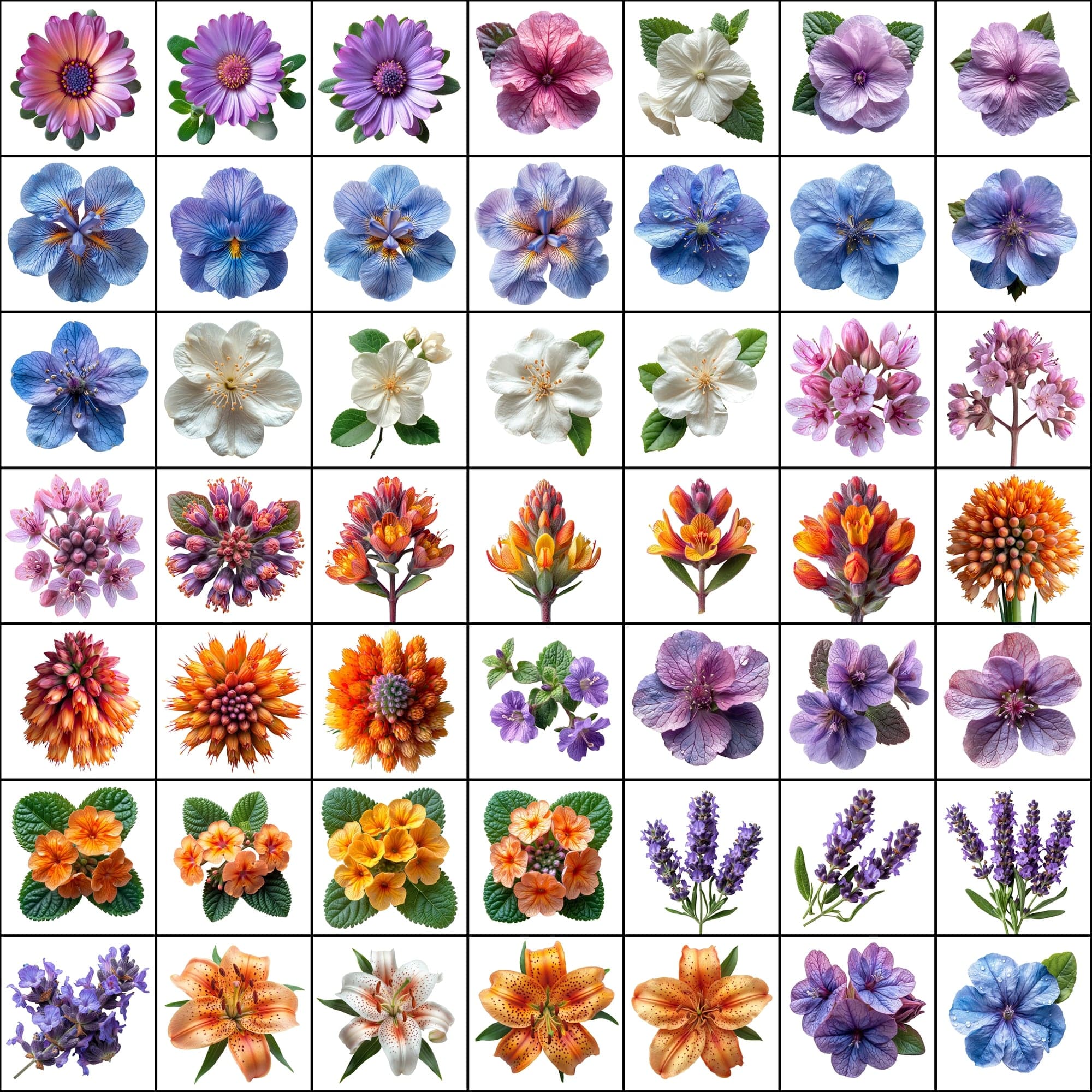 580 Top View Floral Images with Transparent Backgrounds Digital Download Sumobundle