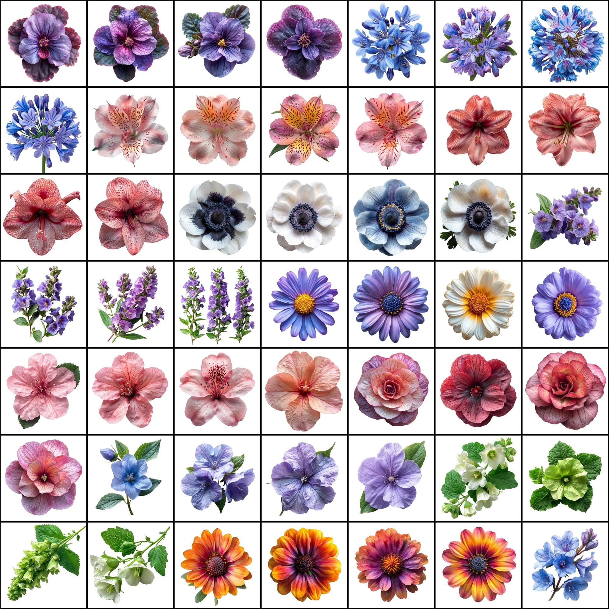 580 Top View Floral Images with Transparent Backgrounds Digital Download Sumobundle