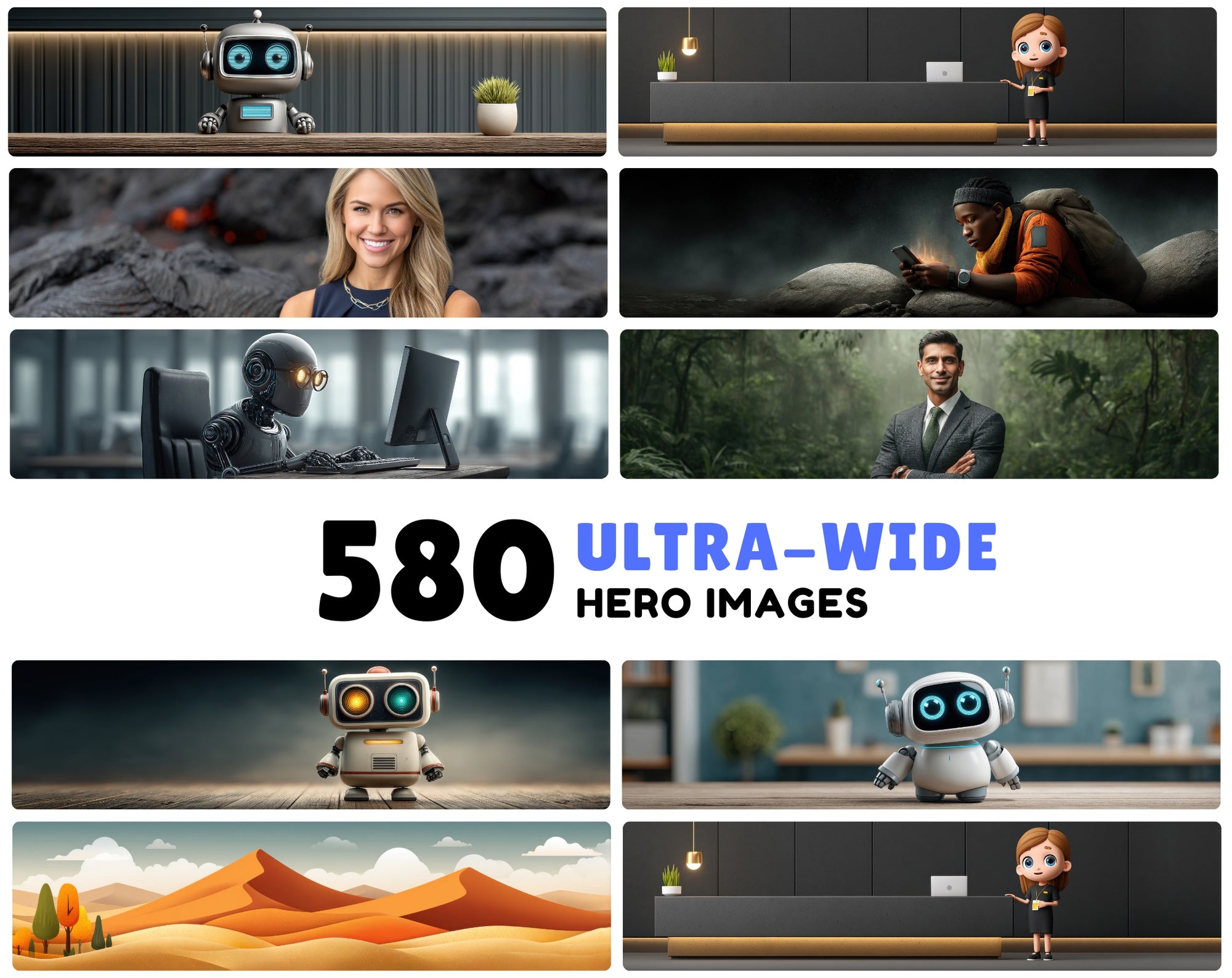 589 AI-Themed Website Hero Images – Ultra-Wide JPGs with Commercial License