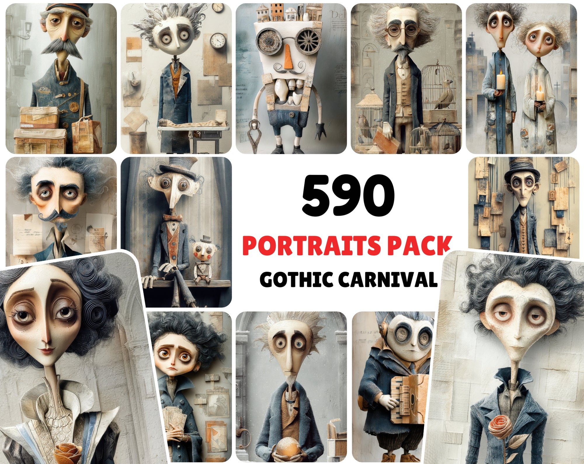 590 Gothic Carnival Portraits Mega Bundle