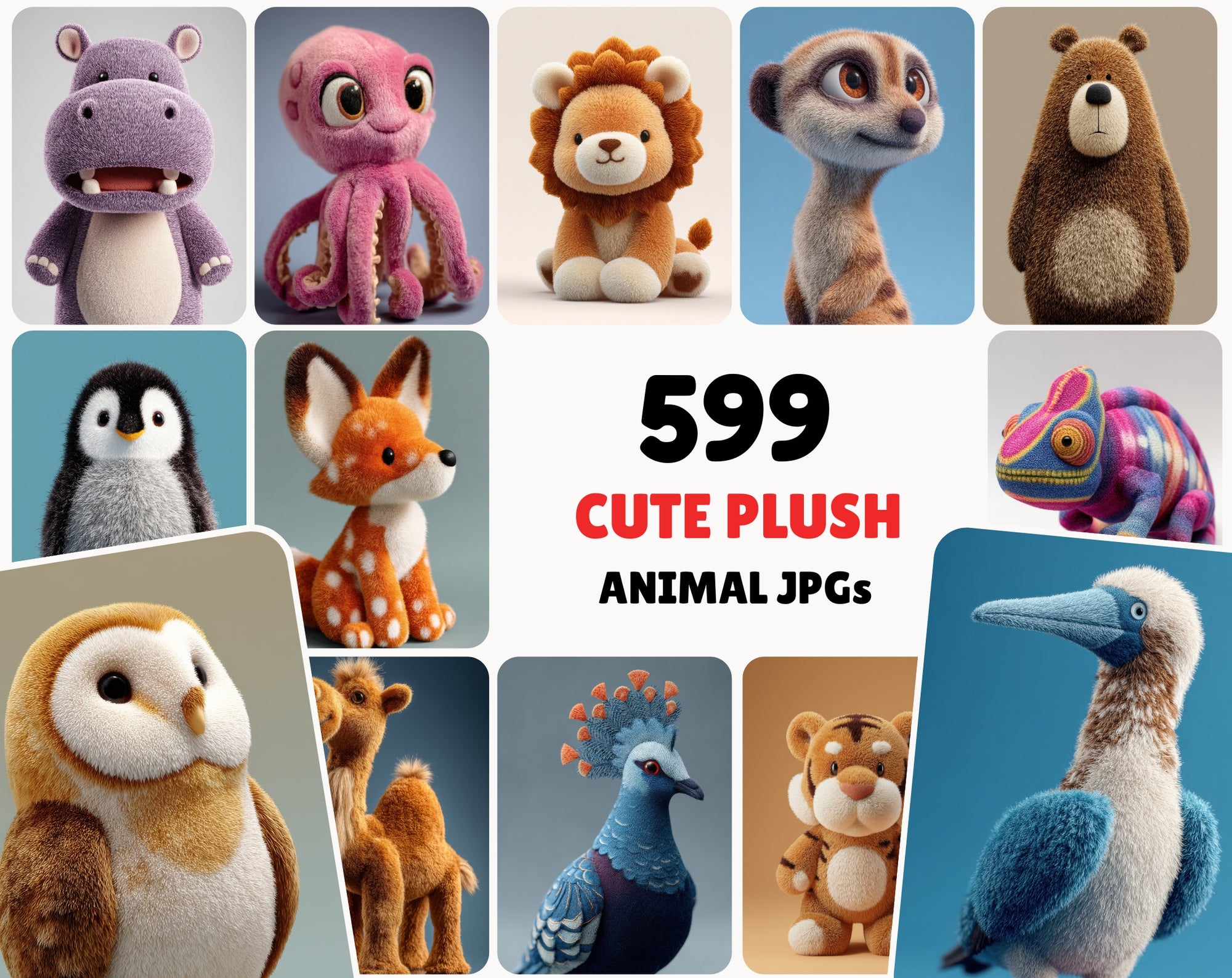 599 Adorable Animal Plush Toy Images – Cute Cartoon Wildlife