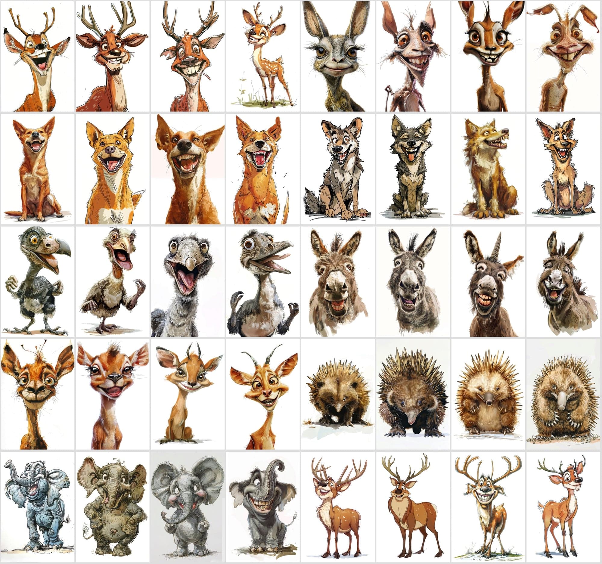 600 Caricature Animals Collection: High-Res Digital Wildlife Art for Commercial Use Digital Download Sumobundle