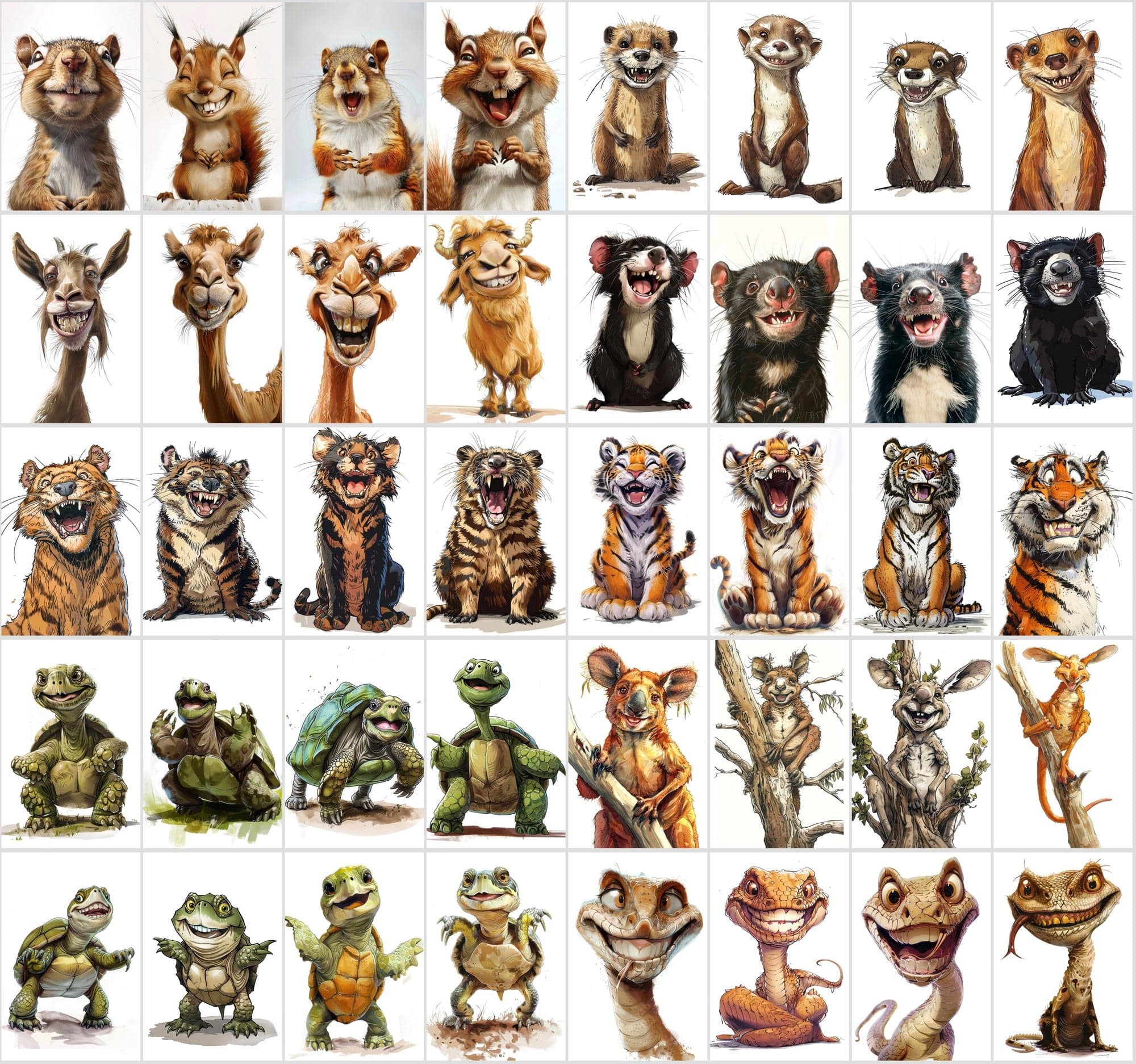 600 Caricature Animals Collection: High-Res Digital Wildlife Art for Commercial Use Digital Download Sumobundle