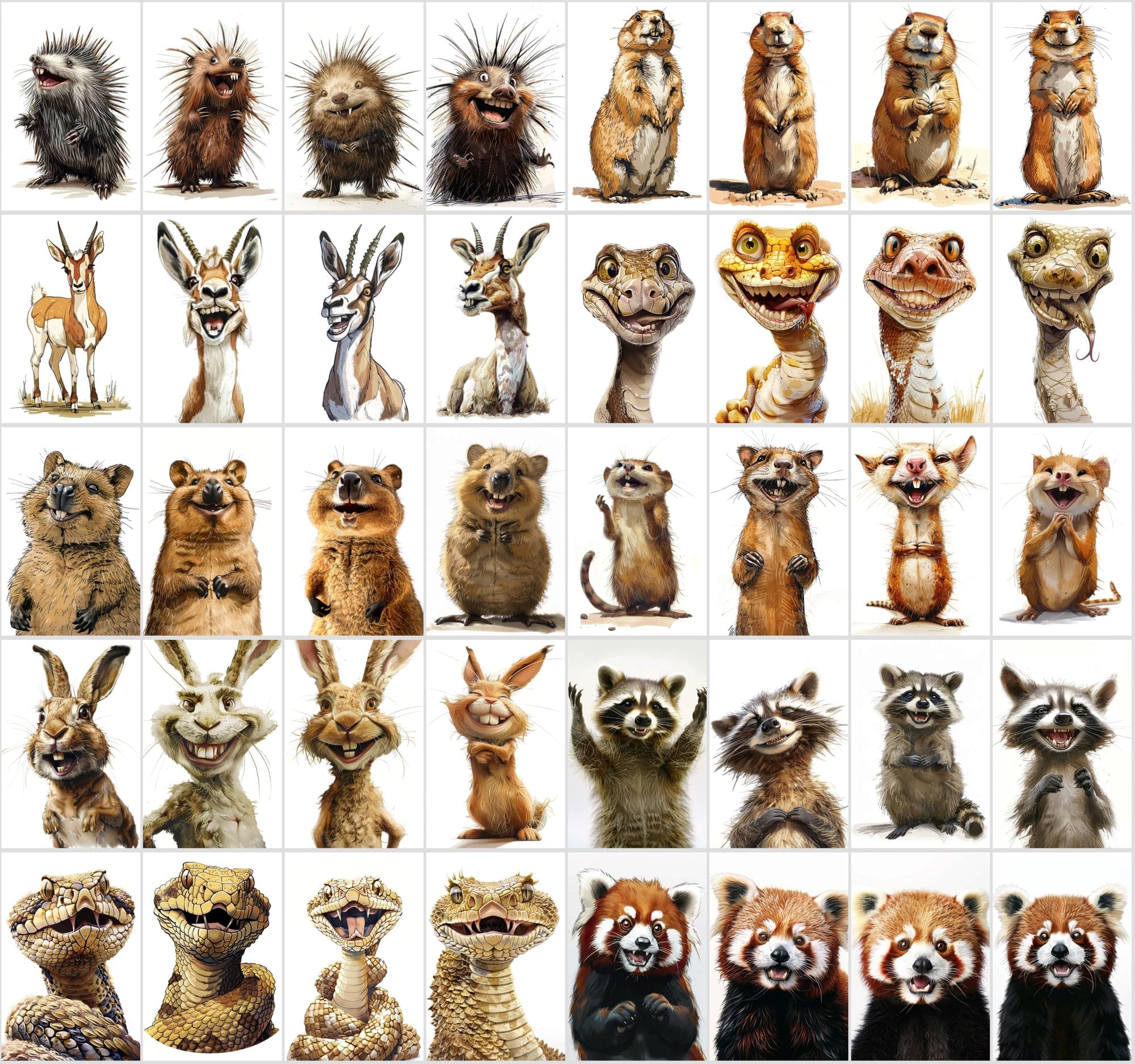 600 Caricature Animals Collection: High-Res Digital Wildlife Art for Commercial Use Digital Download Sumobundle