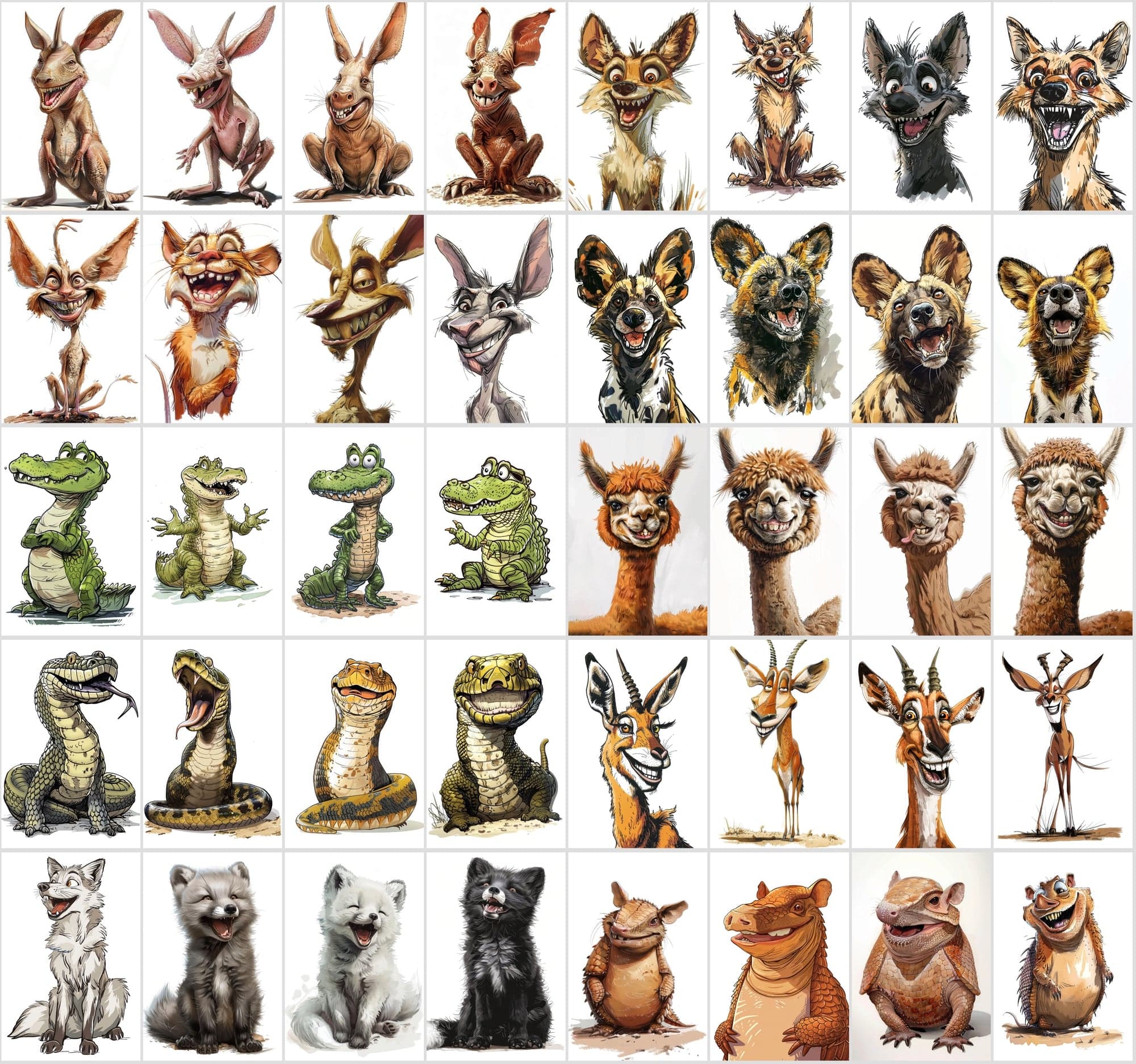 600 Caricature Animals Collection: High-Res Digital Wildlife Art for Commercial Use Digital Download Sumobundle