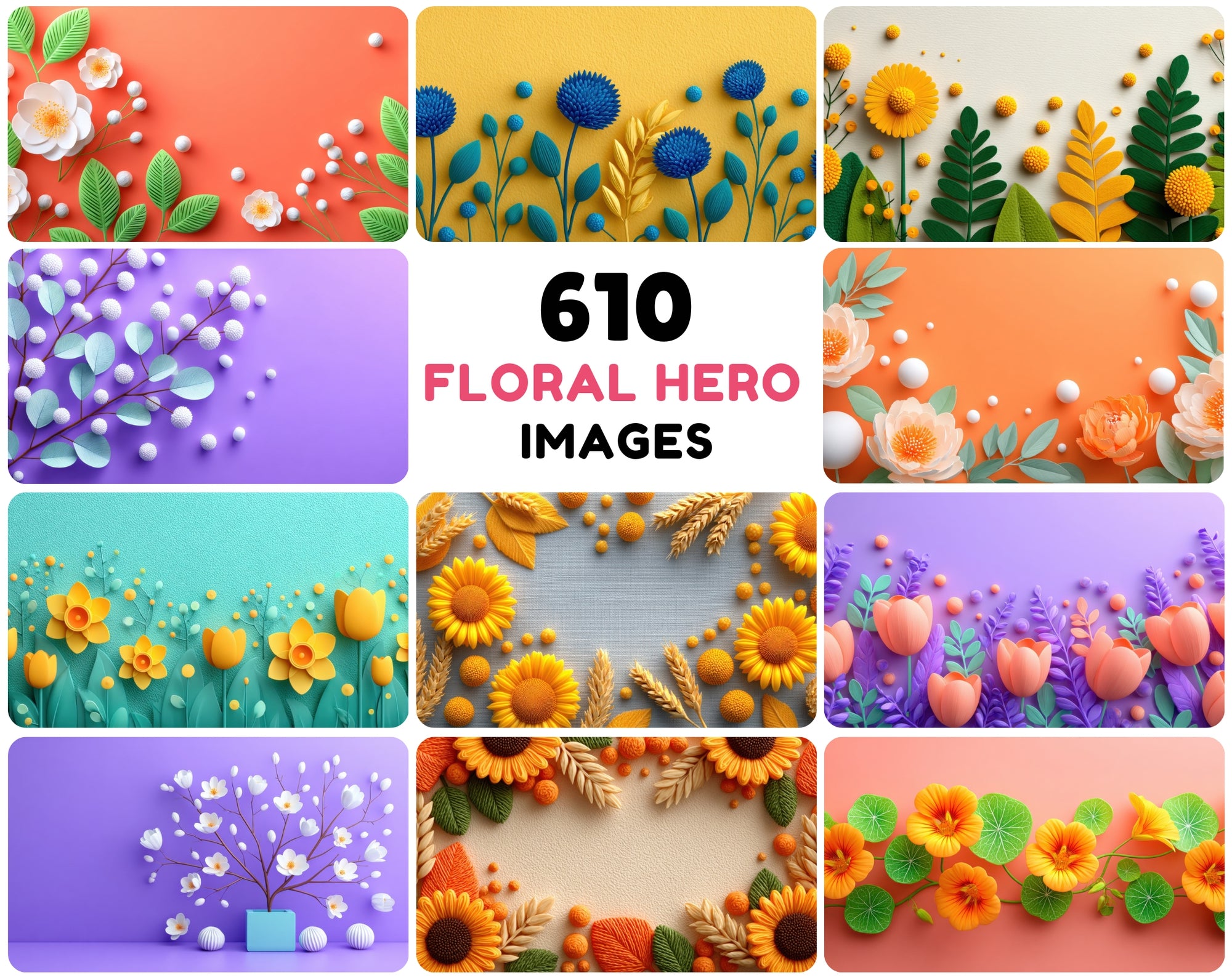 610 Floral Hero Images — 6552×3672 JPG Backgrounds with Commercial License