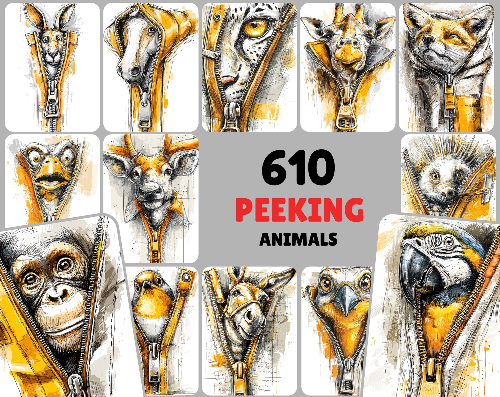 610 Peeking Animals Clipart | Cute Cartoon Animal Graphics